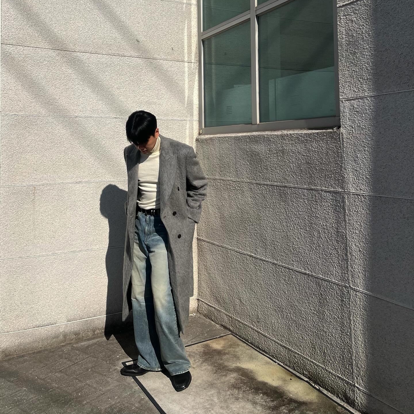Our Legacy Hairy Alpaca Whale Coat Wishkah Grey 착용 스타일 - 2