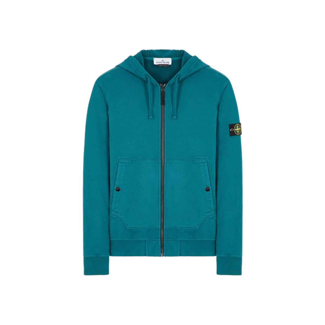 Stone Island 61620 Brushed Cotton Fleece Garment Dyed Full Zip Hooded Sweatshirt Dark Teal Green - 23FW 상세 이미지 1