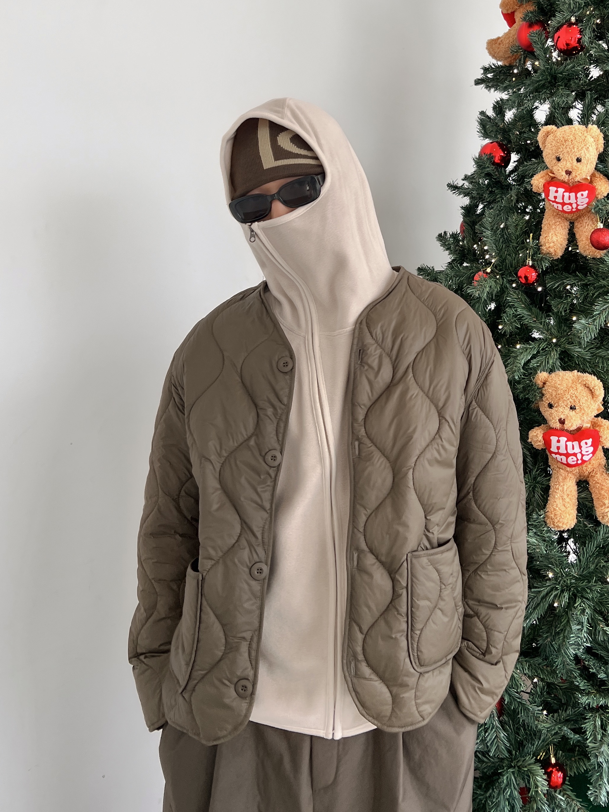 Stussy SS Link Skullcap Beanie Brown, Salomon XT-6 Turtledove 착용 스타일 - 2
