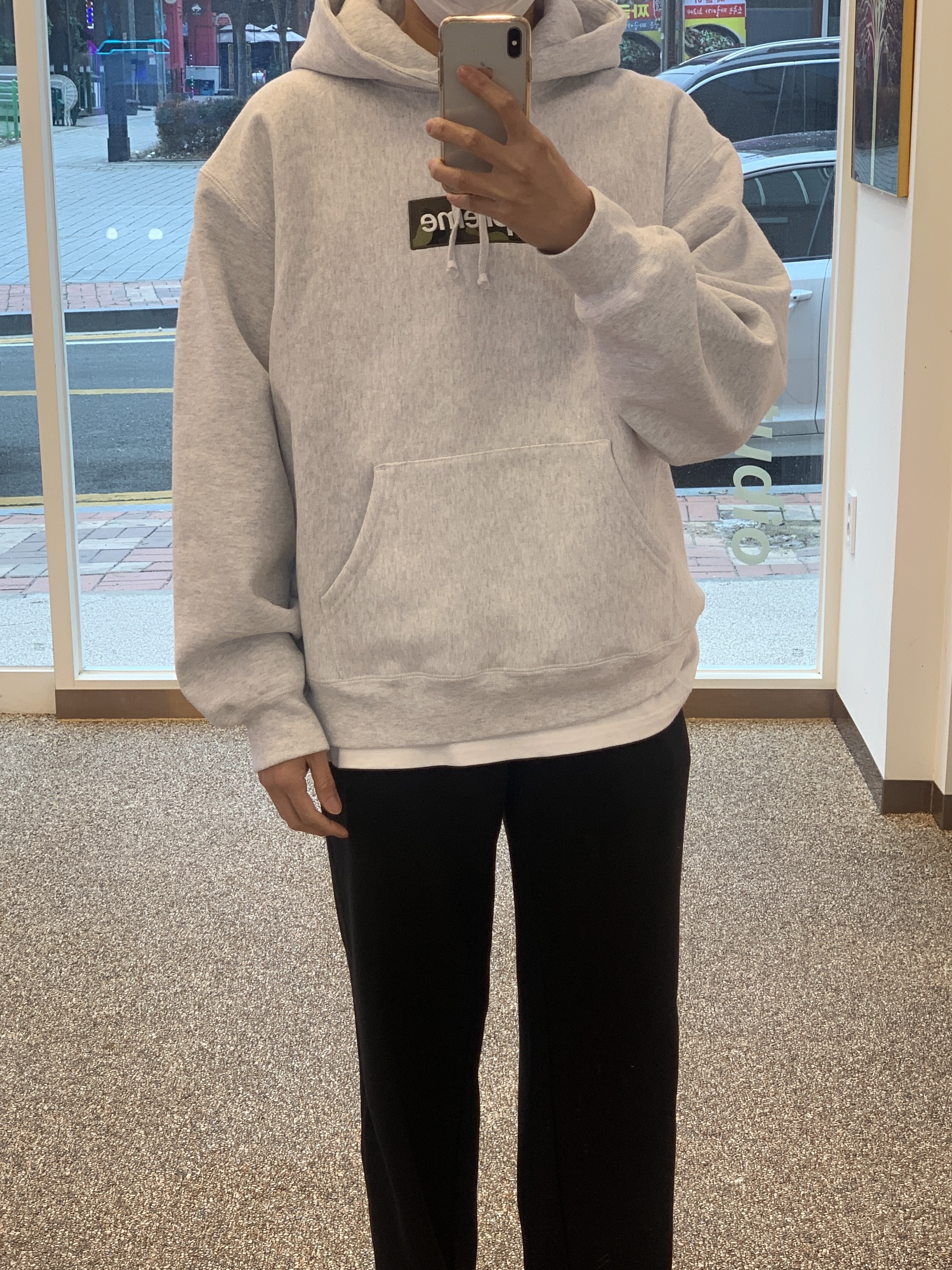 Supreme Box Logo Hooded Sweatshirt Ash Grey - 23FW 착용 스타일