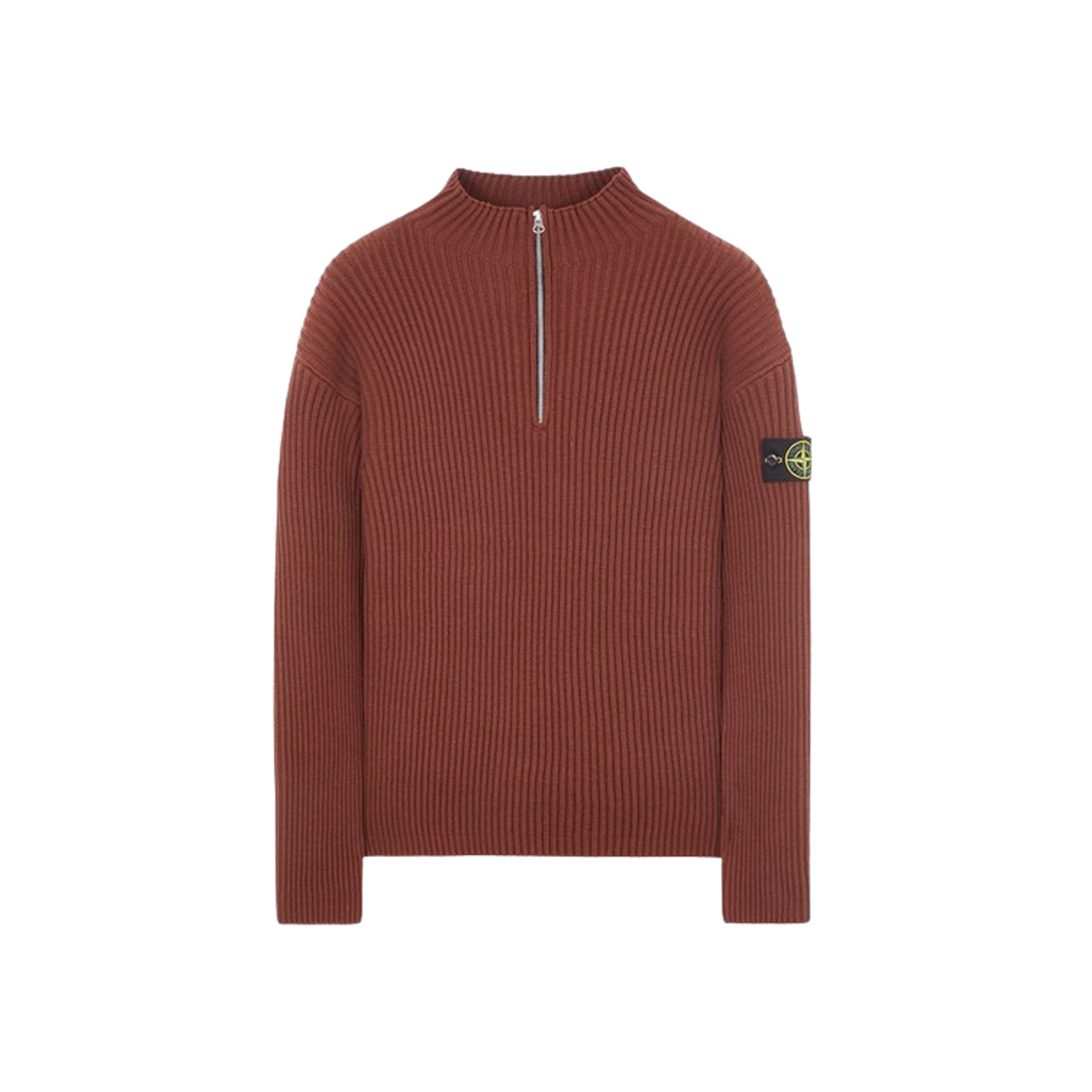 Stone Island 516C2 Full-Rib Wool Half Zip Up Knit Chestnut Brown - 23FW 상세 이미지 1