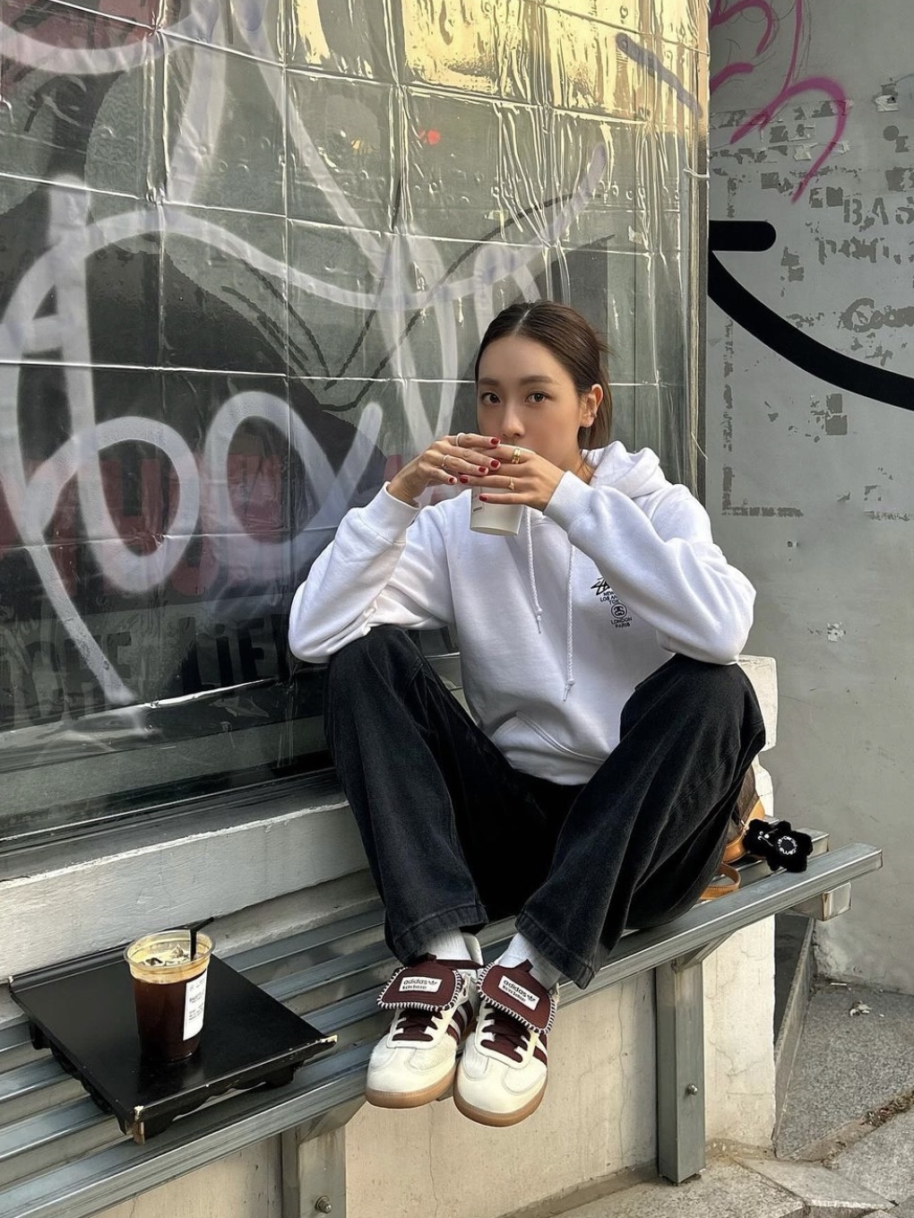 Adidas x Wales Bonner Pony Tonal Samba Cream White Mystery Brown 착용 스타일