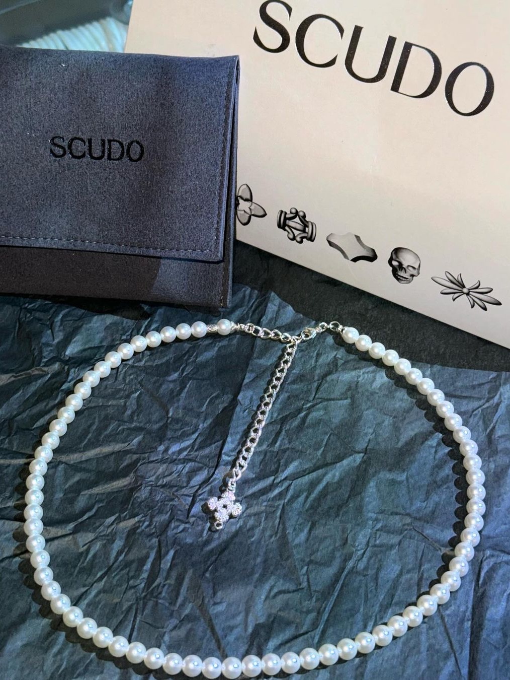 Scudo Plain Slim Pearl Necklace 6mm 착용 스타일 - 9