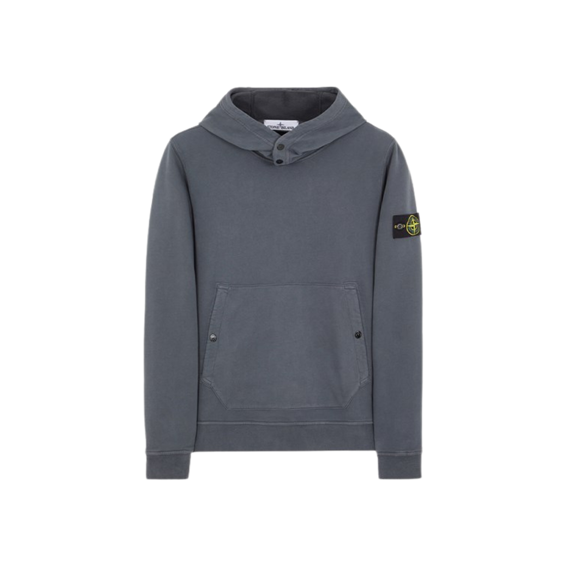 Stone Island 61720 Brushed Cotton Fleece Garment Dyed Crewneck Hooded Sweatshirt Lead - 23FW 상세 이미지 1