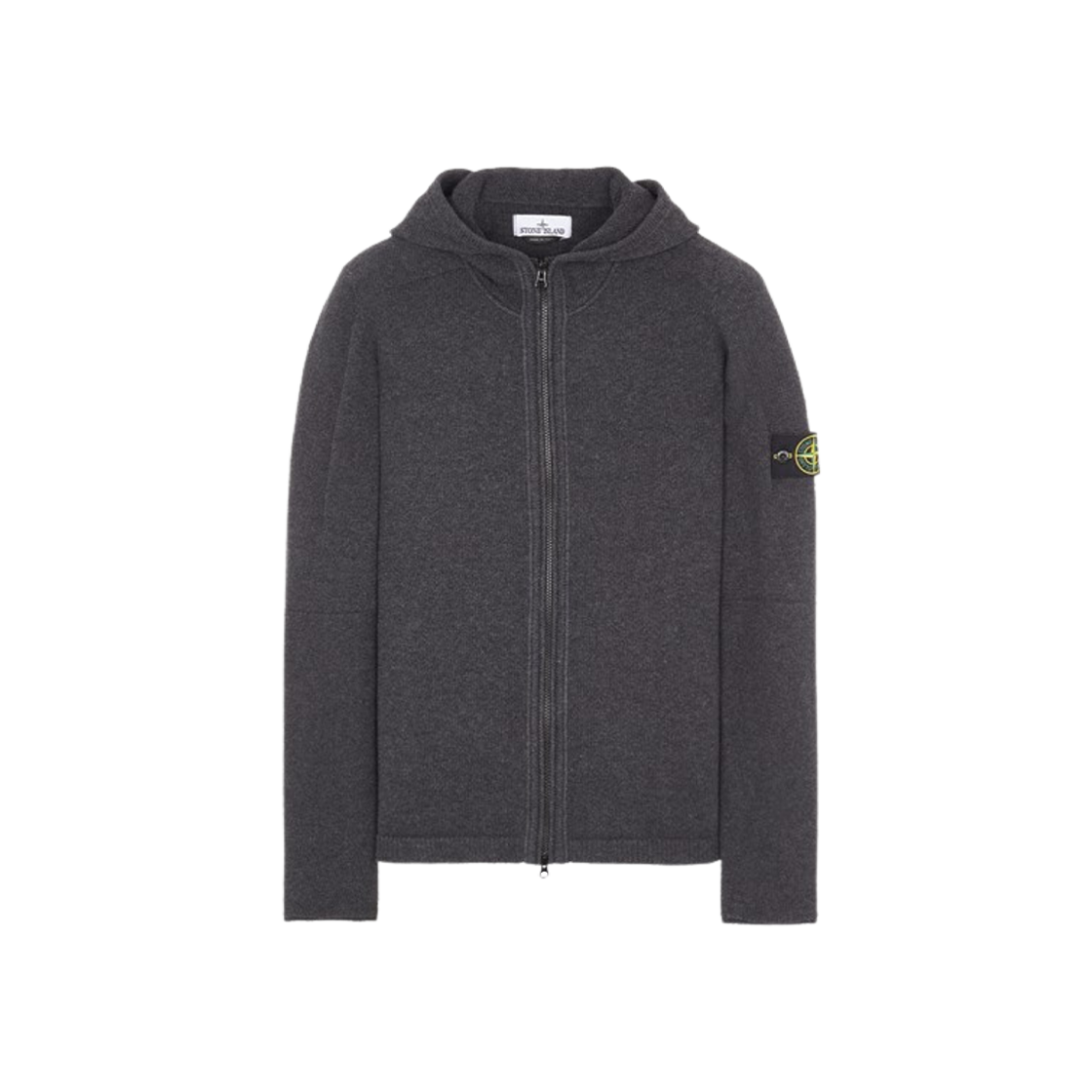 스톤 아일랜드 509A3 램스울 후드 가디건 니트 스틸 그레이 멜란지 - 23FW | Stone Island | KREAM