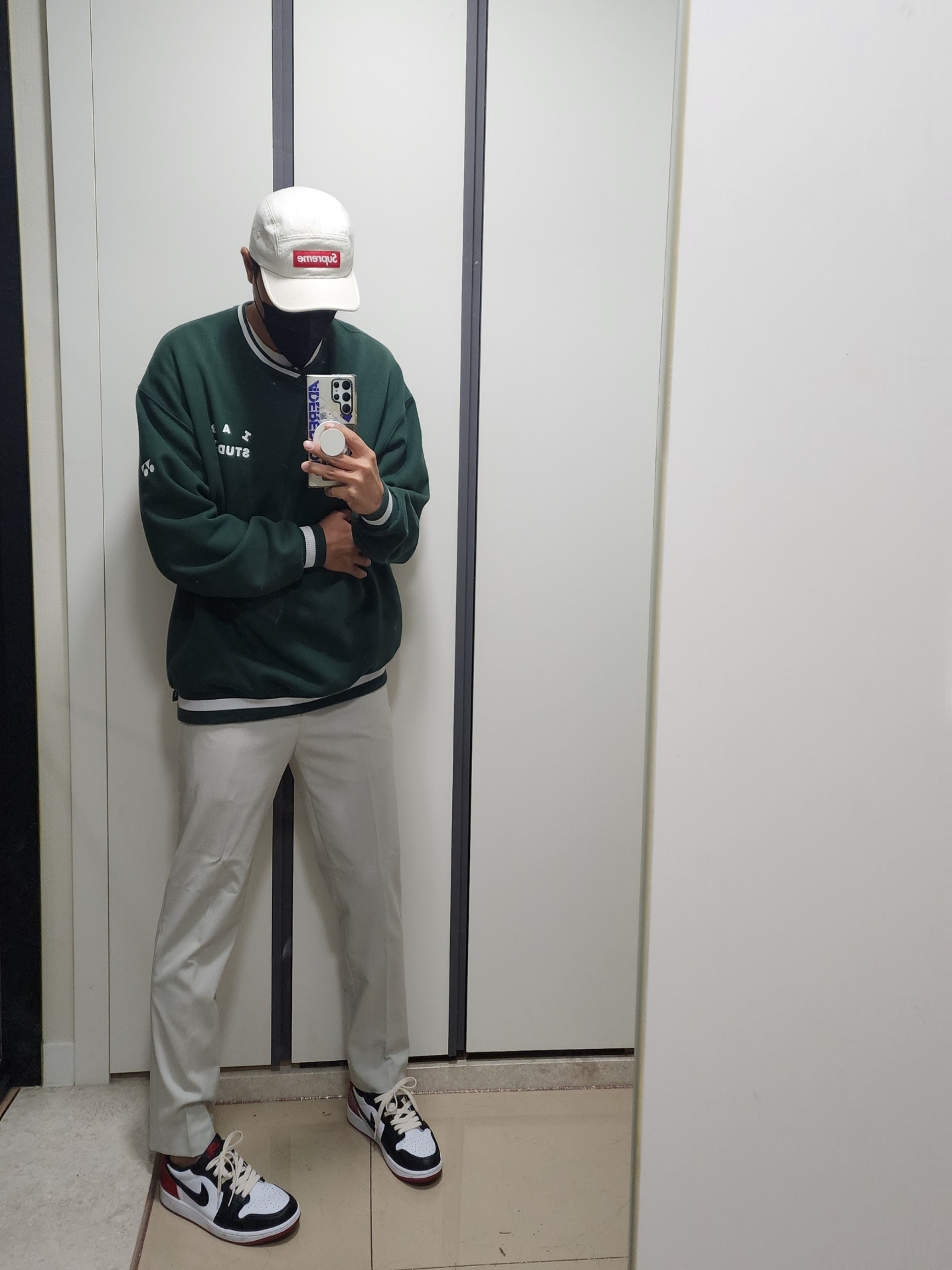 Supreme Denim Camp Cap Natural - 23SS, IAB Studio x Yonex Sweatshirt Green 착용 스타일