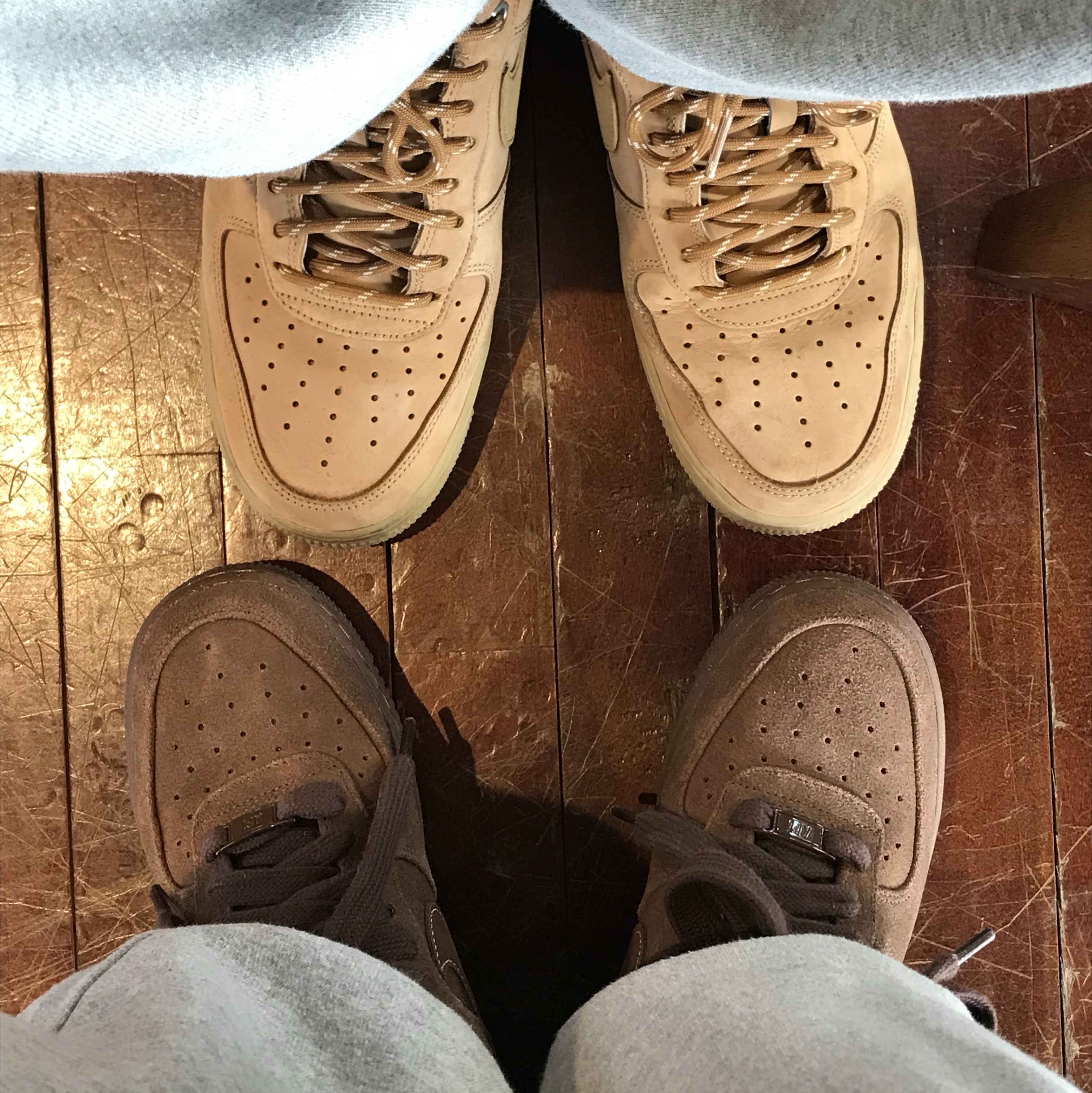 (W) Nike Air Force 1 '07 Cacao Wow, Nike Air Force 1 '07 WB Flax 착용 스타일