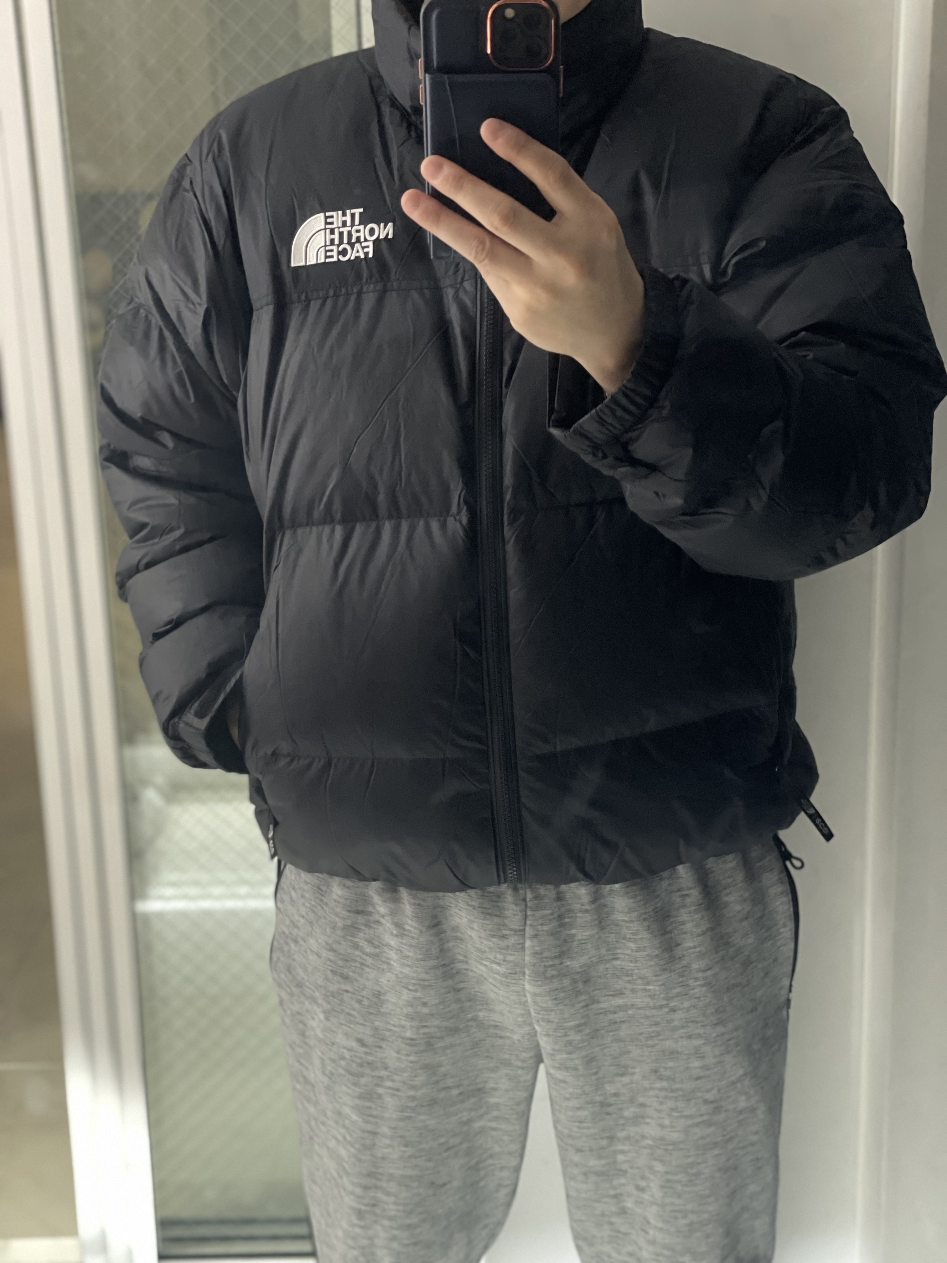 The North Face 1996 Eco Nuptse Jacket Black 착용 스타일 - 1