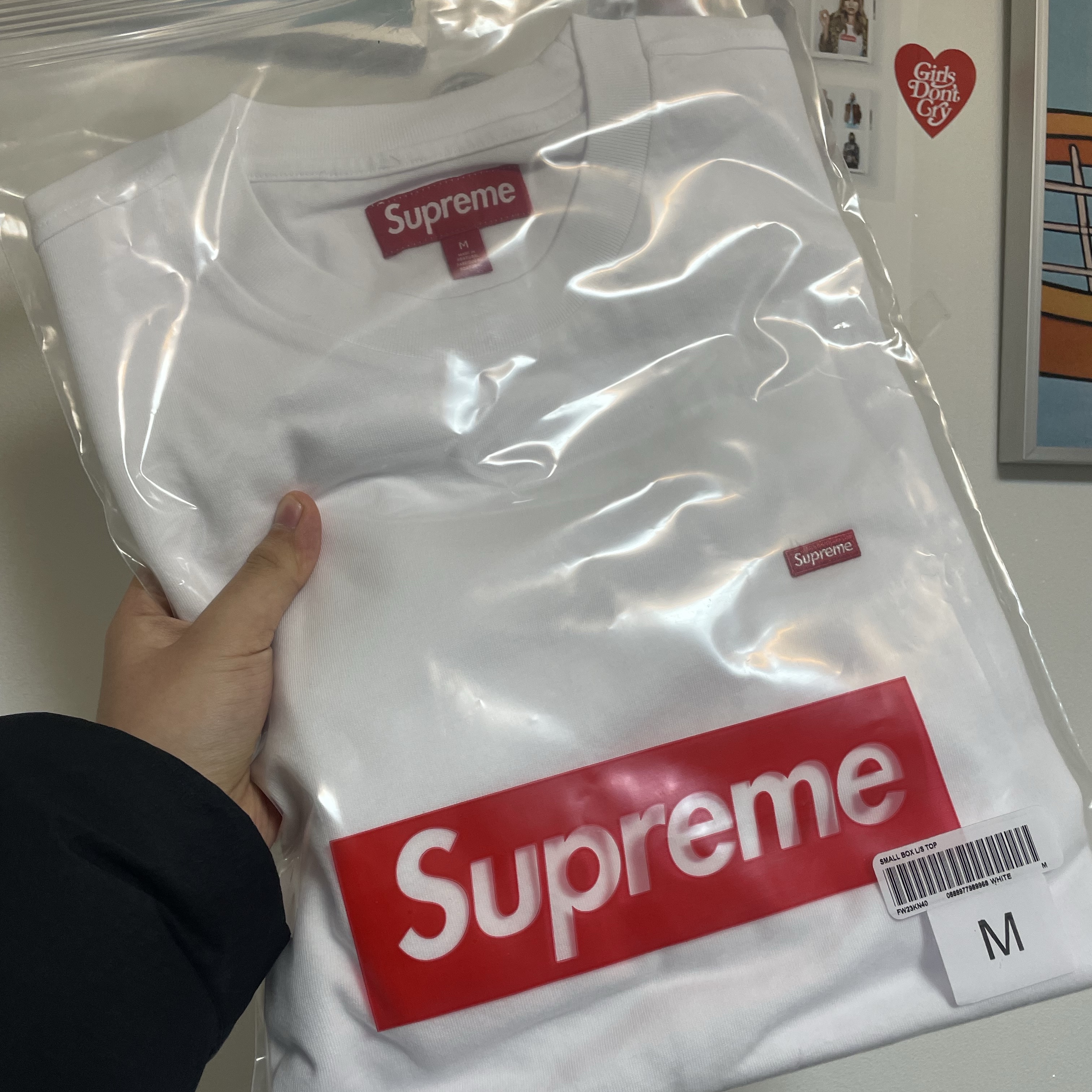 Supreme Small Box L/S T-Shirt White - 23FW 착용 스타일 - 2