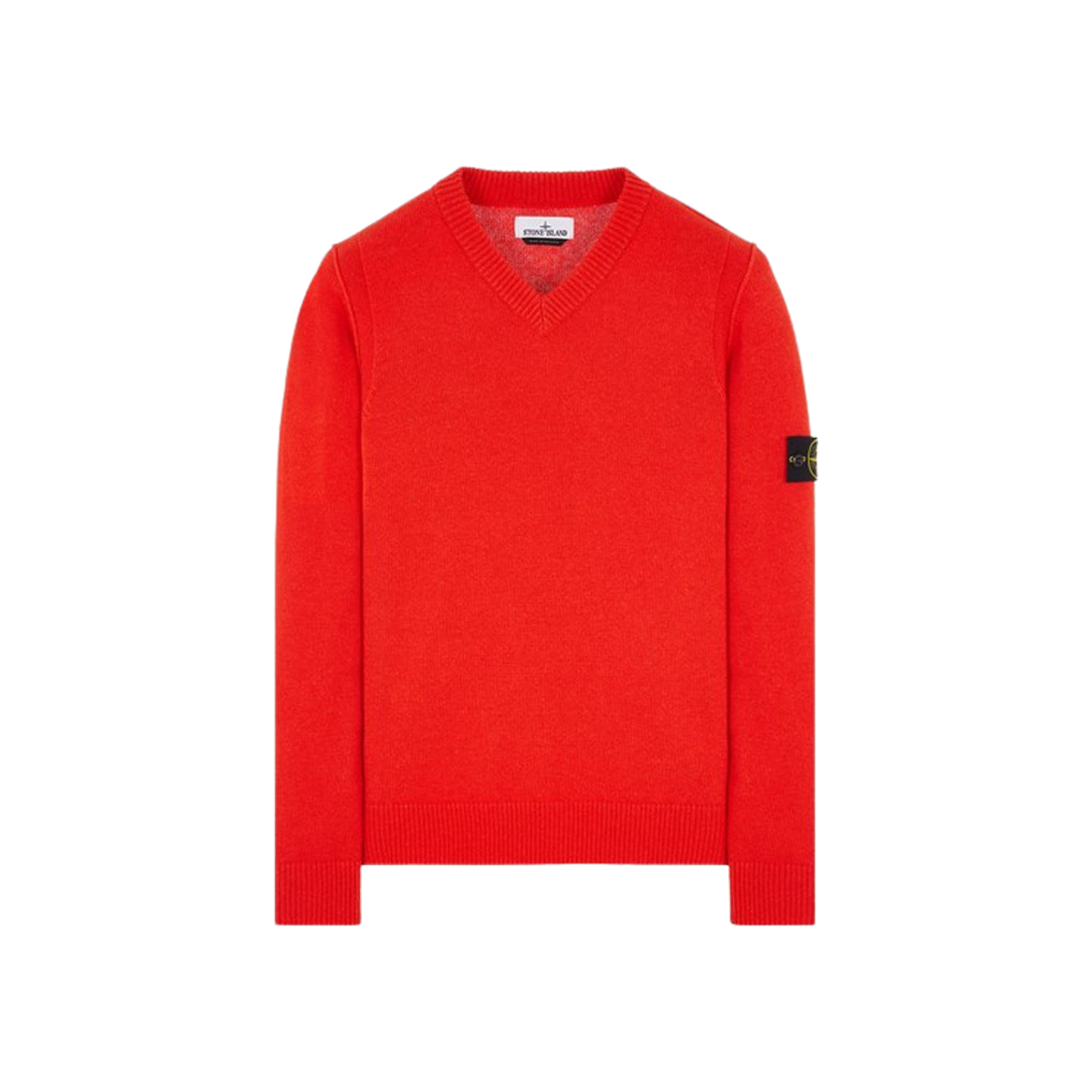 Stone Island 533A3 Lambswool V-Neck Knit Lobster Red - 23FW 상세 이미지 1