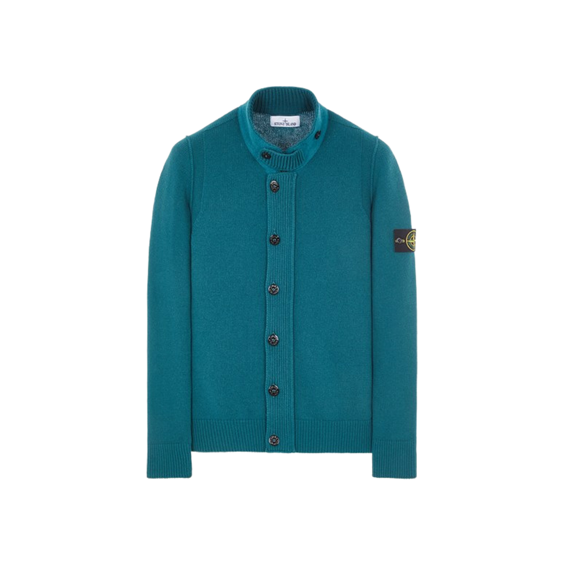 Stone Island 547A3 Lambswool Knit Cardigan Dark Teal Green - 23FW 상세 이미지 1