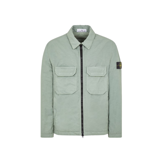 스톤 아일랜드 Q0721 오파크 나일론 트윌 프리마로프트-TC 셔츠 자켓 세이지 그린 - 23FW
