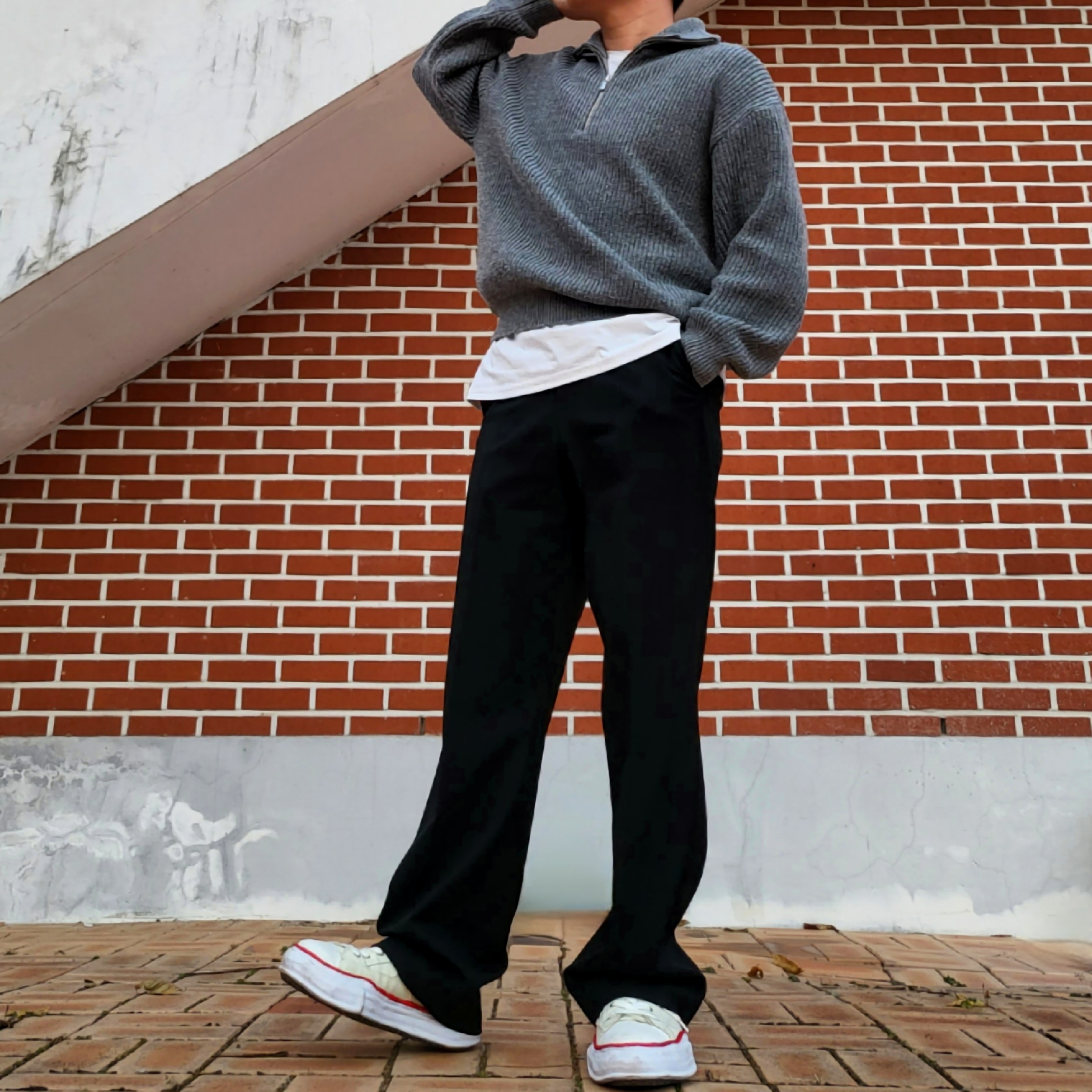 Maison Mihara Yasuhiro Peterson OG Sole Canvas Low-top Sneakers Natural 착용 스타일 - 1