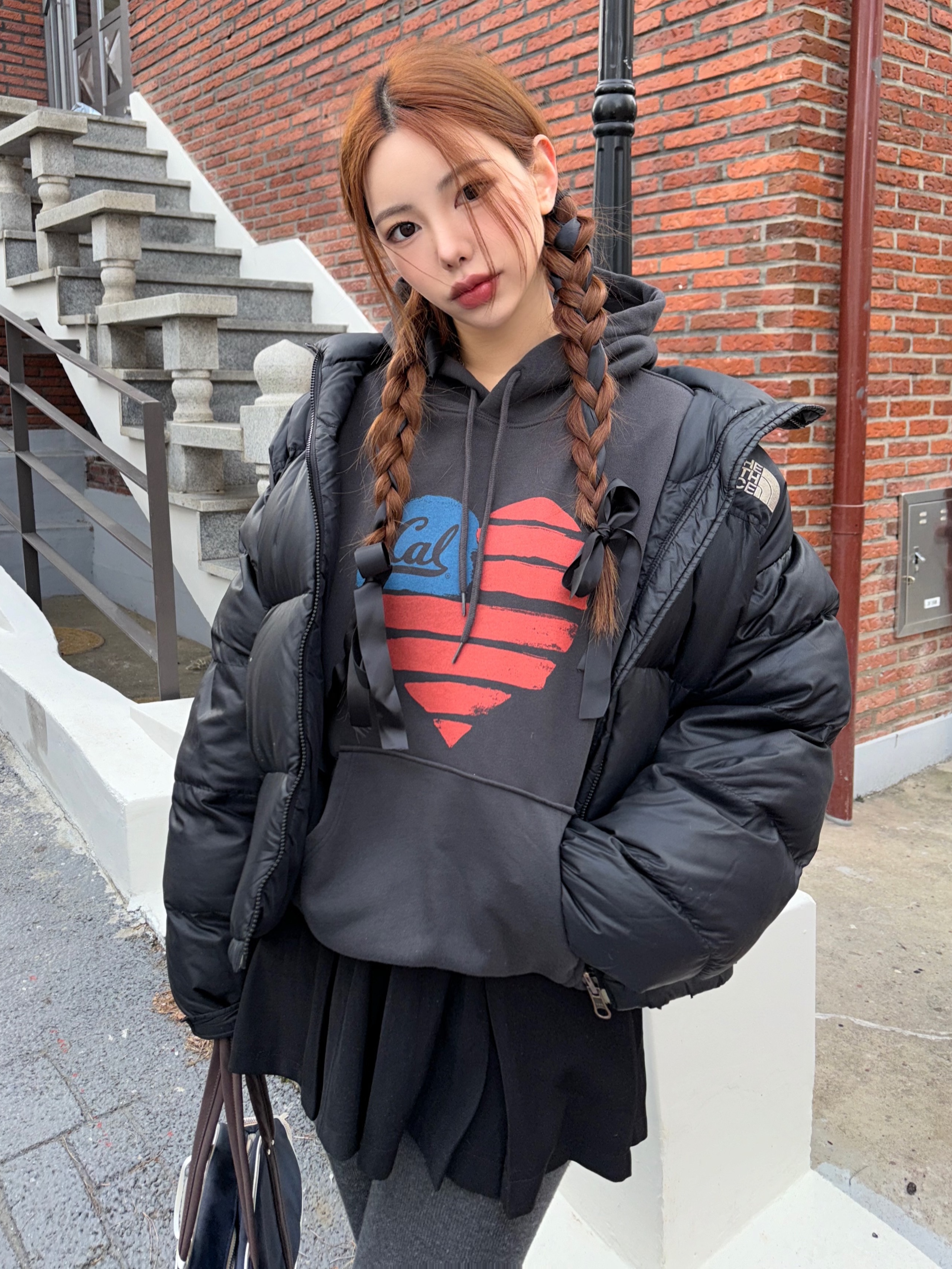The North Face 1996 Eco Nuptse Jacket Black, The North Face 1996 Eco Nuptse Jacket Real Black 착용 스타일 - 1