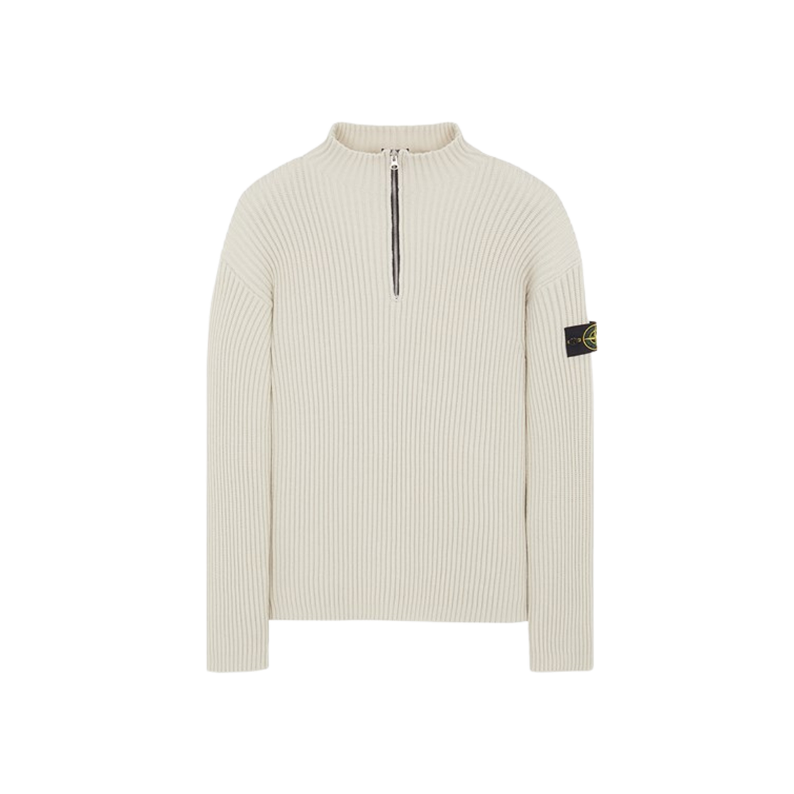 Stone Island 516C2 Full-Rib Wool Half Zip Up Knit Stucco - 23FW 상세 이미지 1