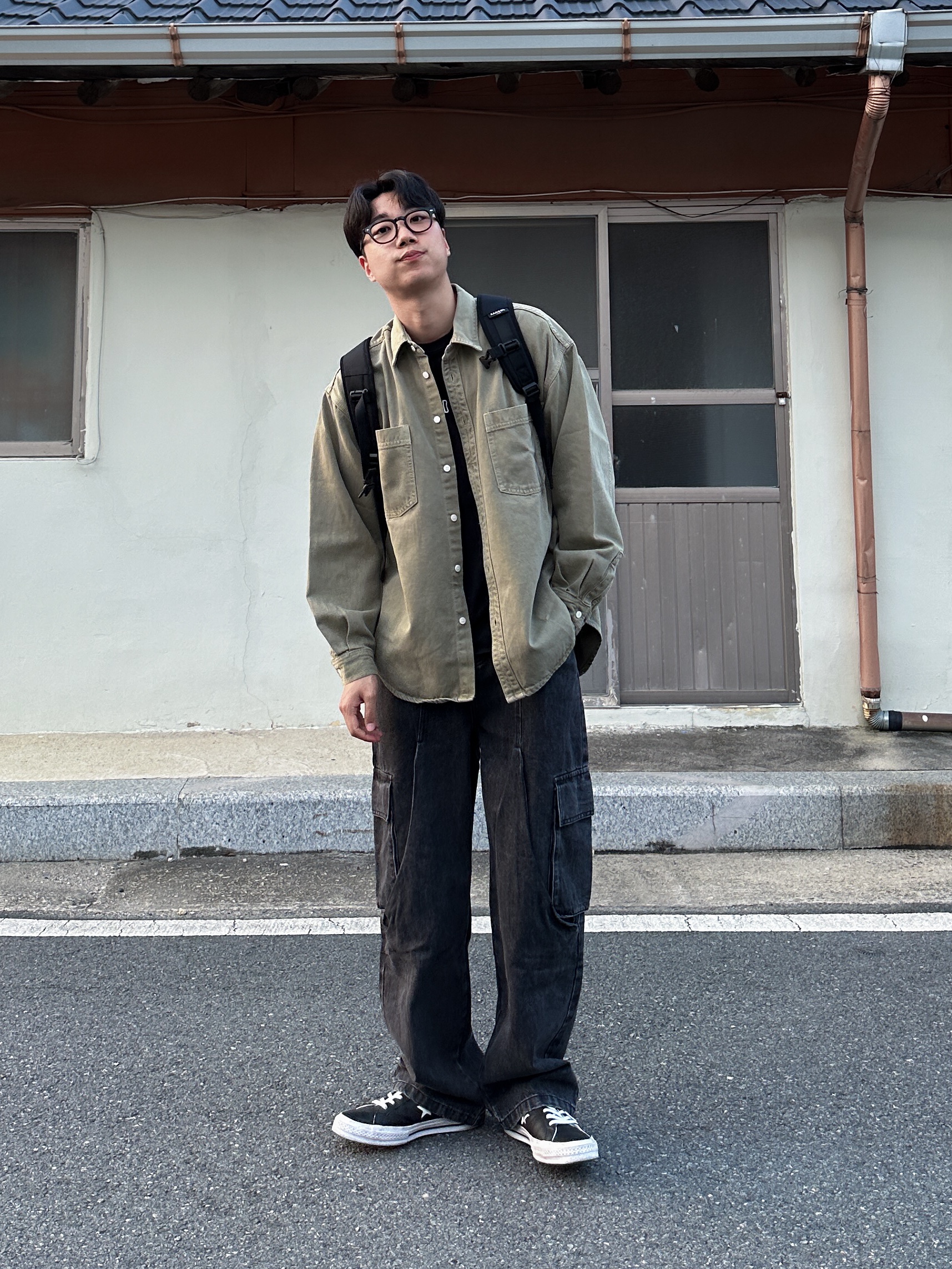 Converse One Star Ox Leather Black 착용 스타일