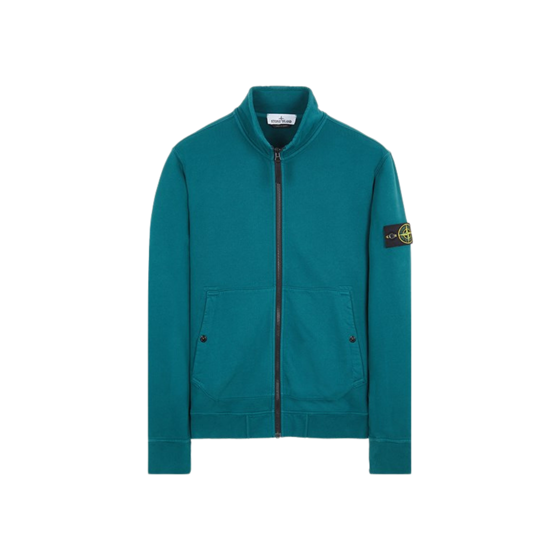 Stone Island 62820 Brushed Cotton Fleece Garment Dyed Full Zip Up Sweatshirt Dark Teal Green - 23FW 상세 이미지 1