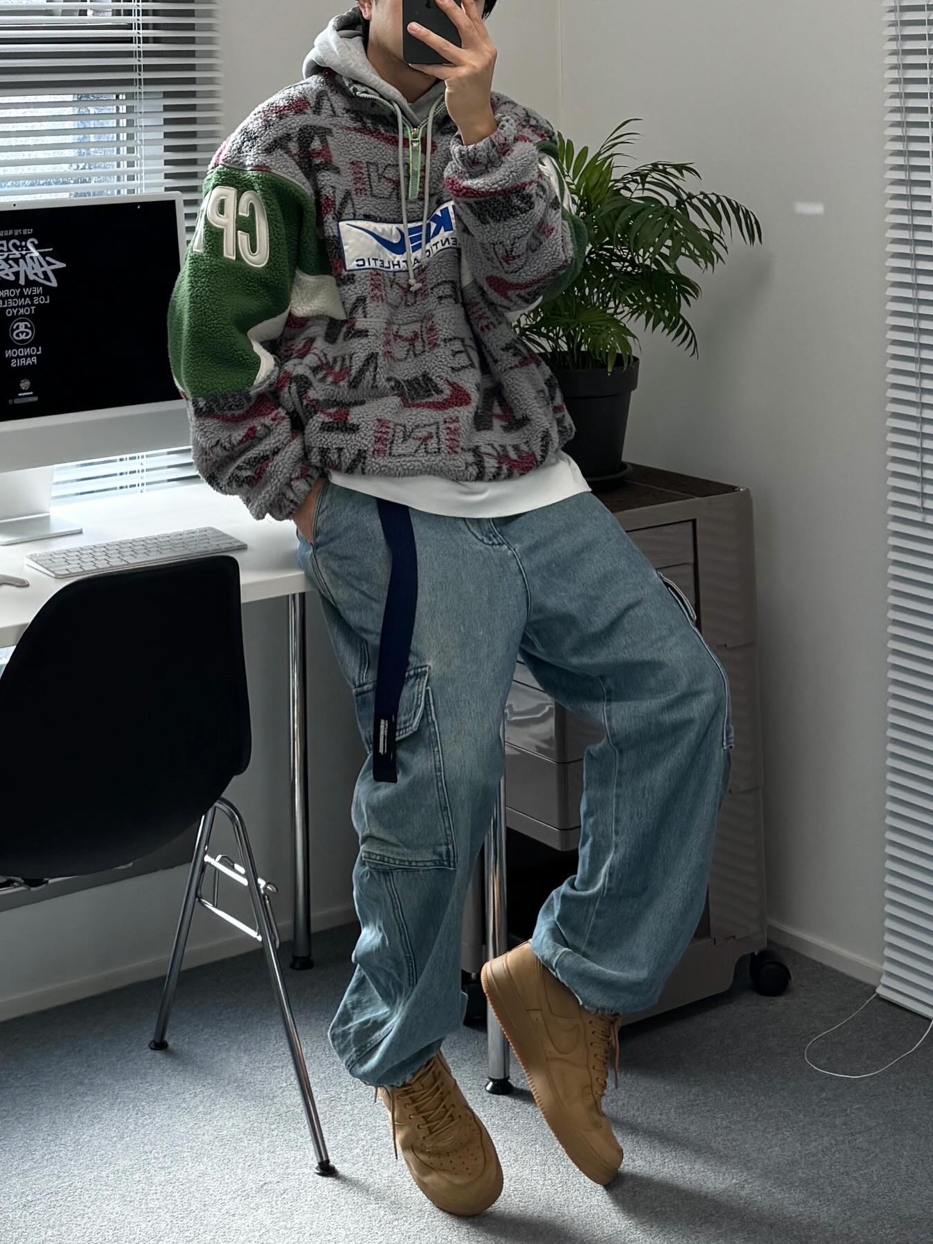 Nike x Cactus Plant Flea Market Quarter Zip Top Jacket Grey - US/EU, Nike x Supreme Air Force 1 Low Flax 착용 스타일