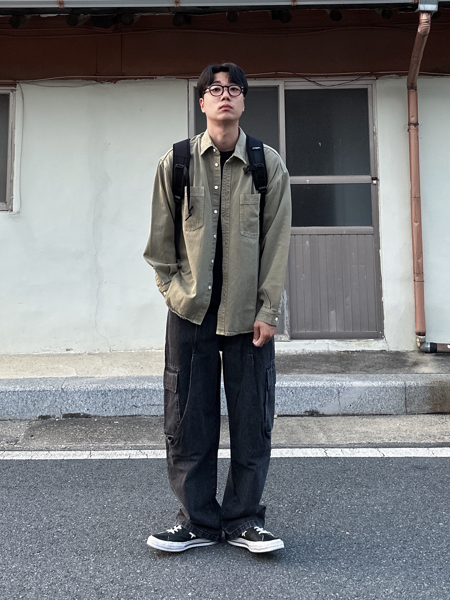 Converse One Star Ox Leather Black 착용 스타일