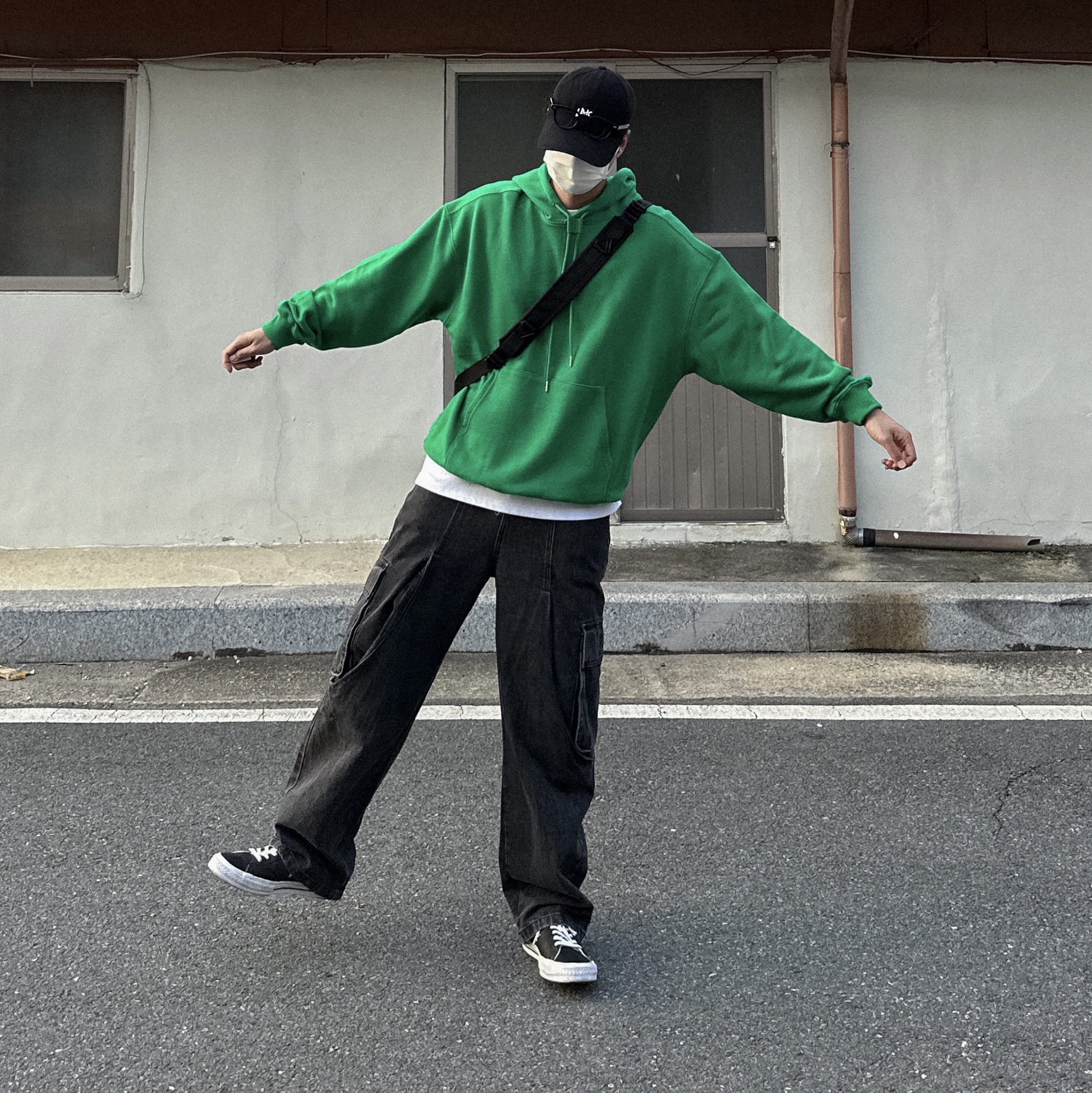 Converse One Star Ox Leather Black 착용 스타일