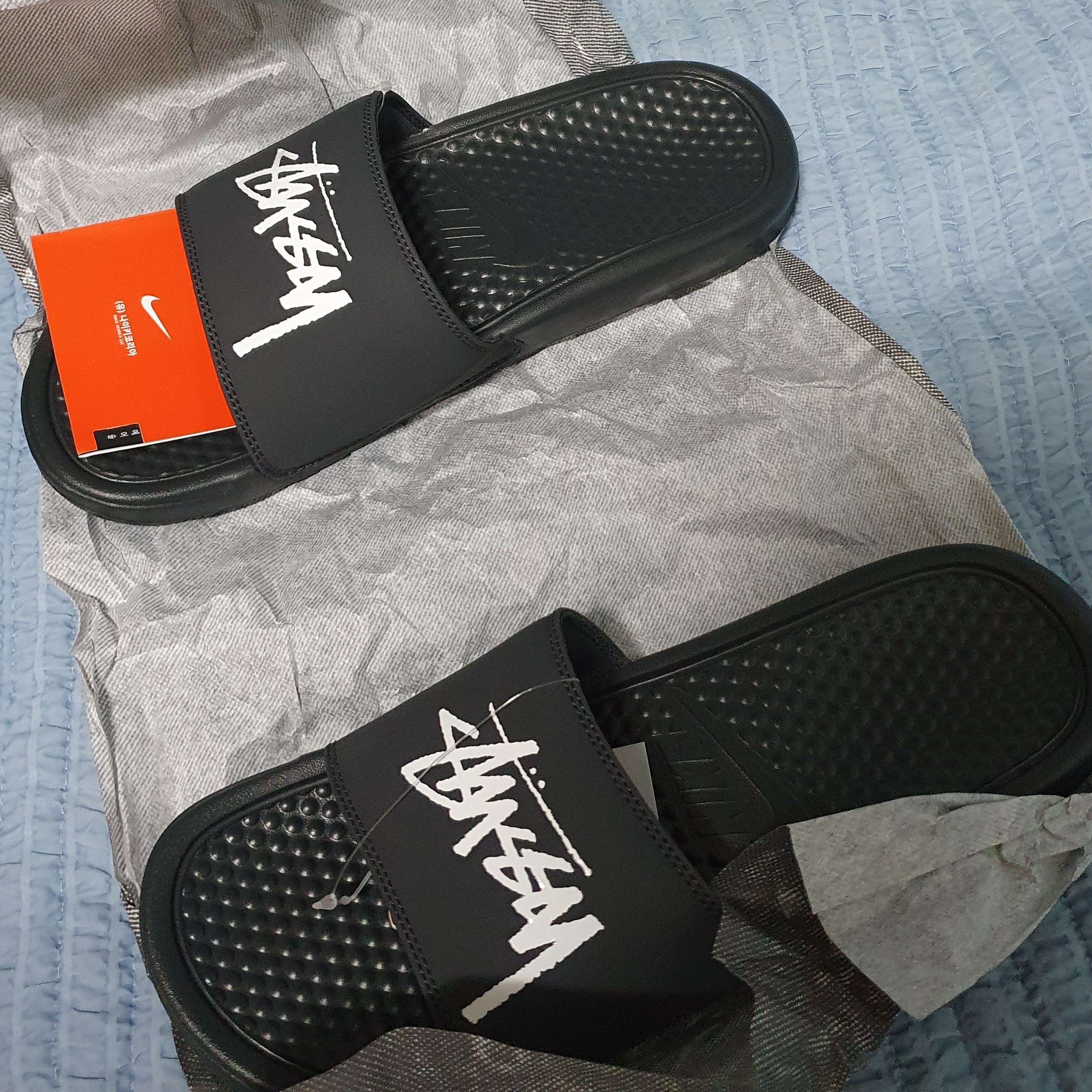 Nike x Stussy Benassi Slide Black 착용 스타일