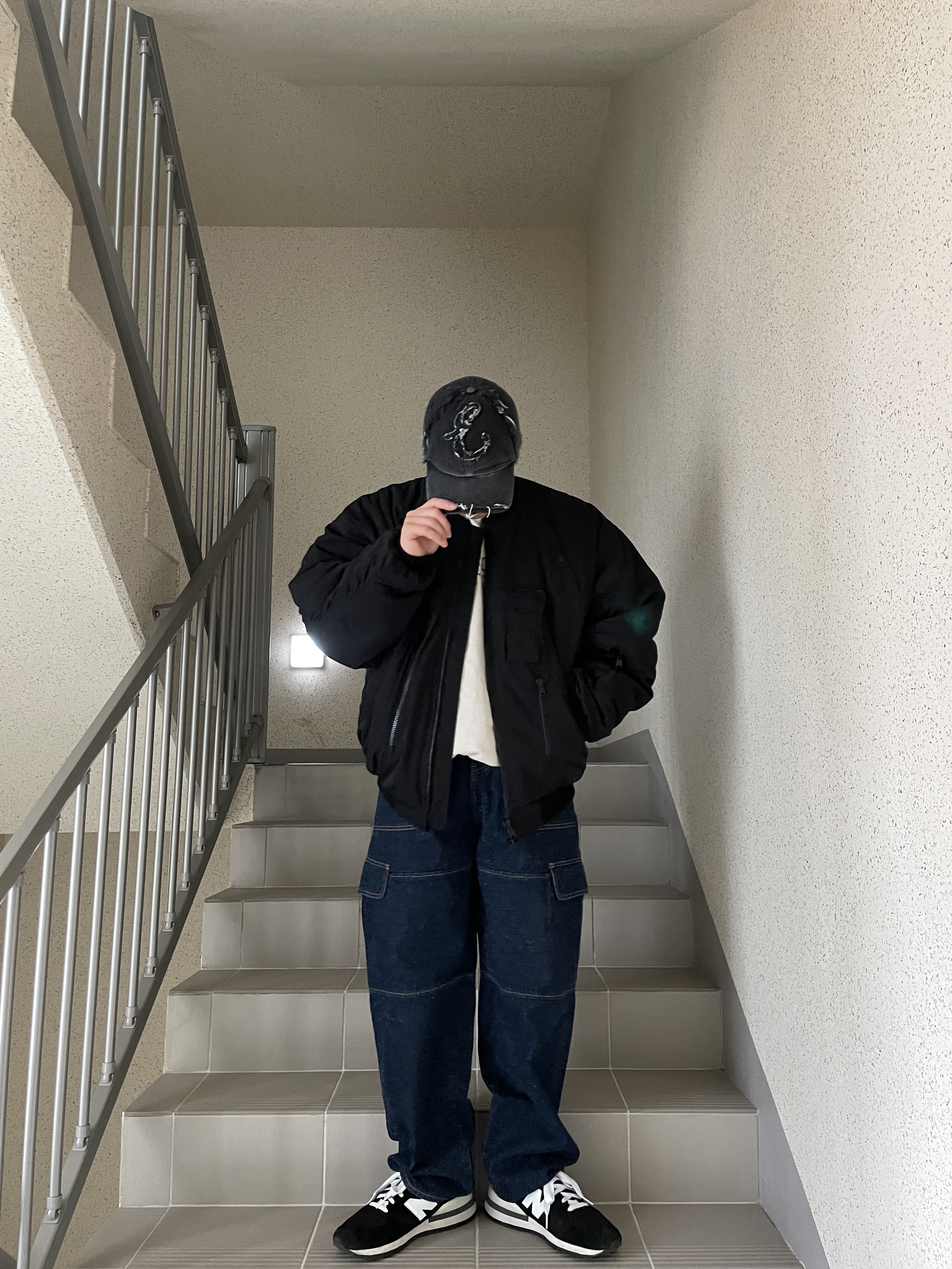 Undermycar Juggernaut Double Back Zip Steroid Bomber Triple Black - 23SS, [KREAM 단독] Etce Damaged Denim Cap Black 착용 스타일 - 3