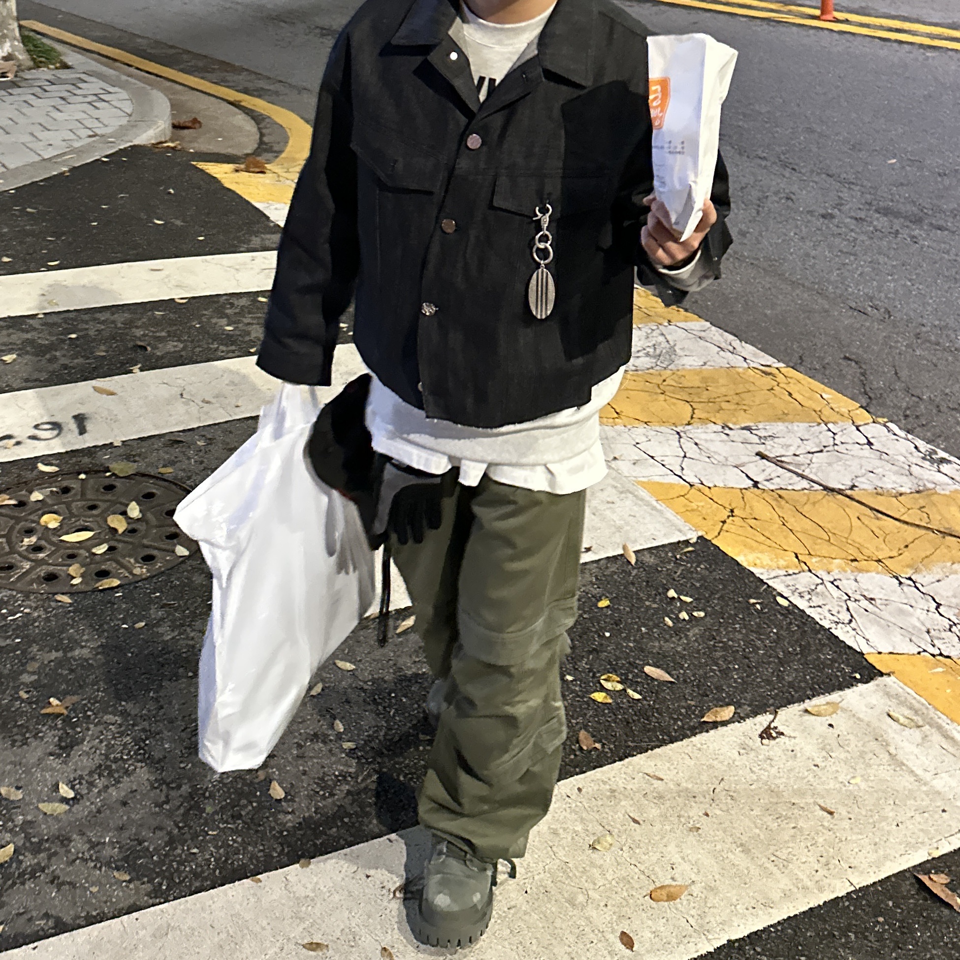 Farfromwhat Far Layered Work Pants Olive, Balenciaga Combat Strike 20mm Boot Kaki 착용 스타일 - 3