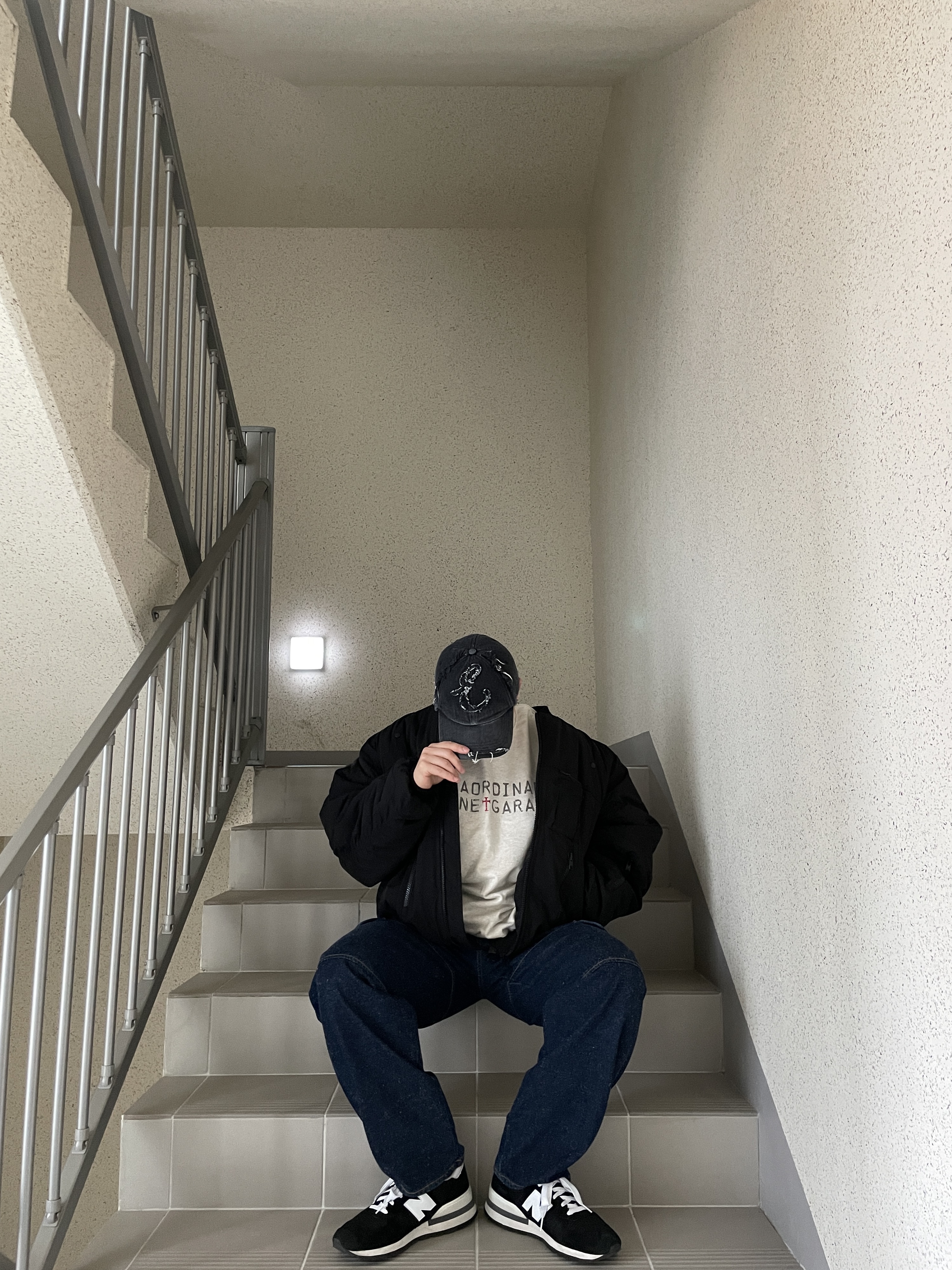 Undermycar Juggernaut Double Back Zip Steroid Bomber Triple Black - 23SS, [KREAM 단독] Etce Damaged Denim Cap Black 착용 스타일 - 4