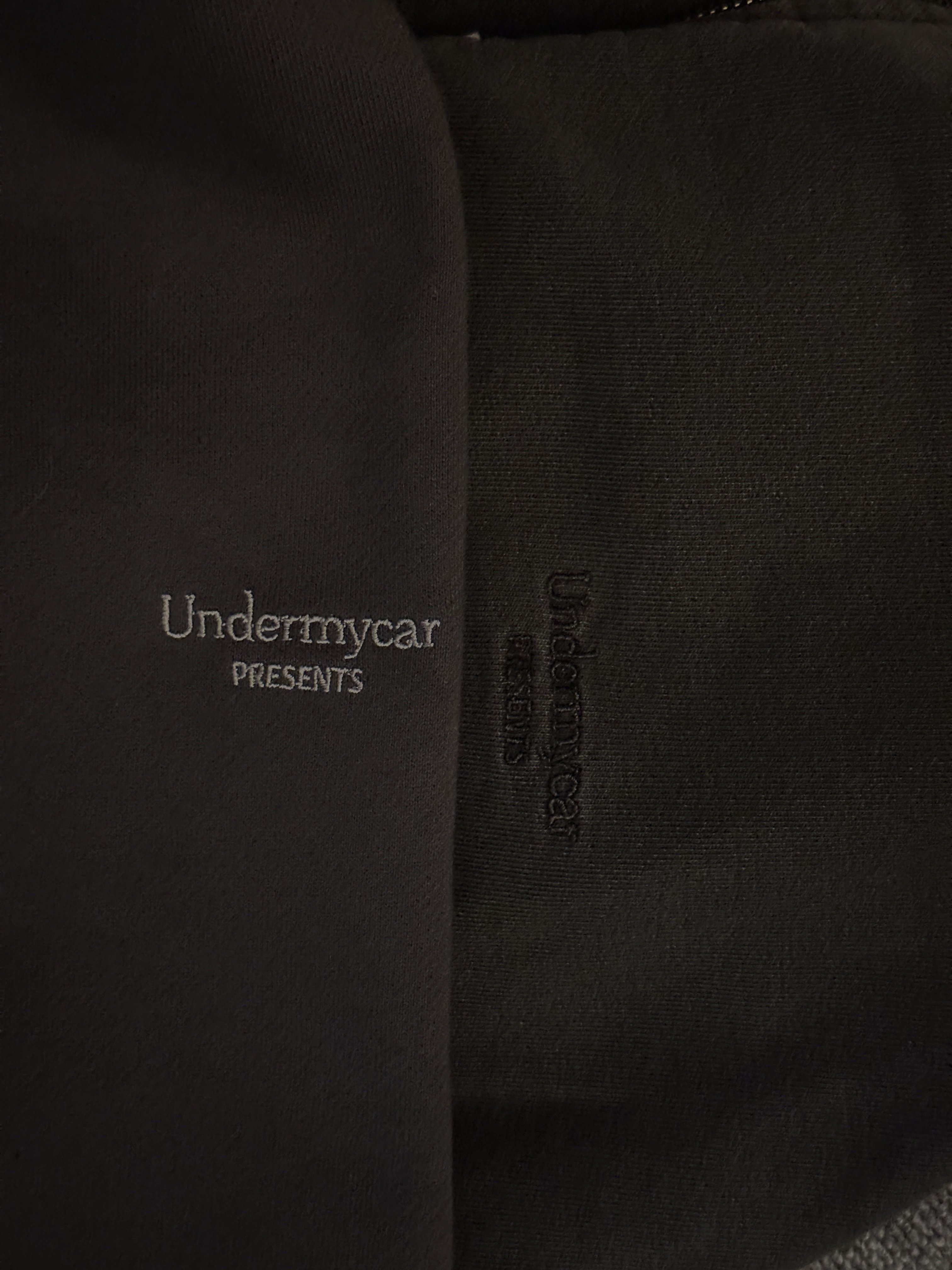 Undermycar Mu.03 Anti Fxxking Logo Play Oversized Sweat Jogger Olive, Undermycar Mu.11 Anti Fxxking Logo Play Oversized Pigment Hood Zip-up Gray 착용 스타일
