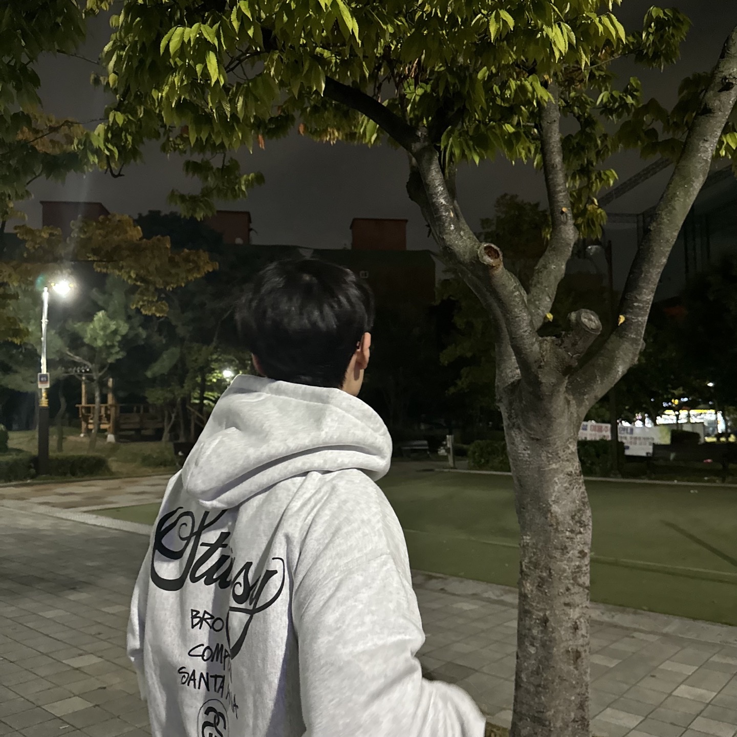 Stussy World Tour Zip Hoodie Ash Heather 2023 착용 스타일 - 2