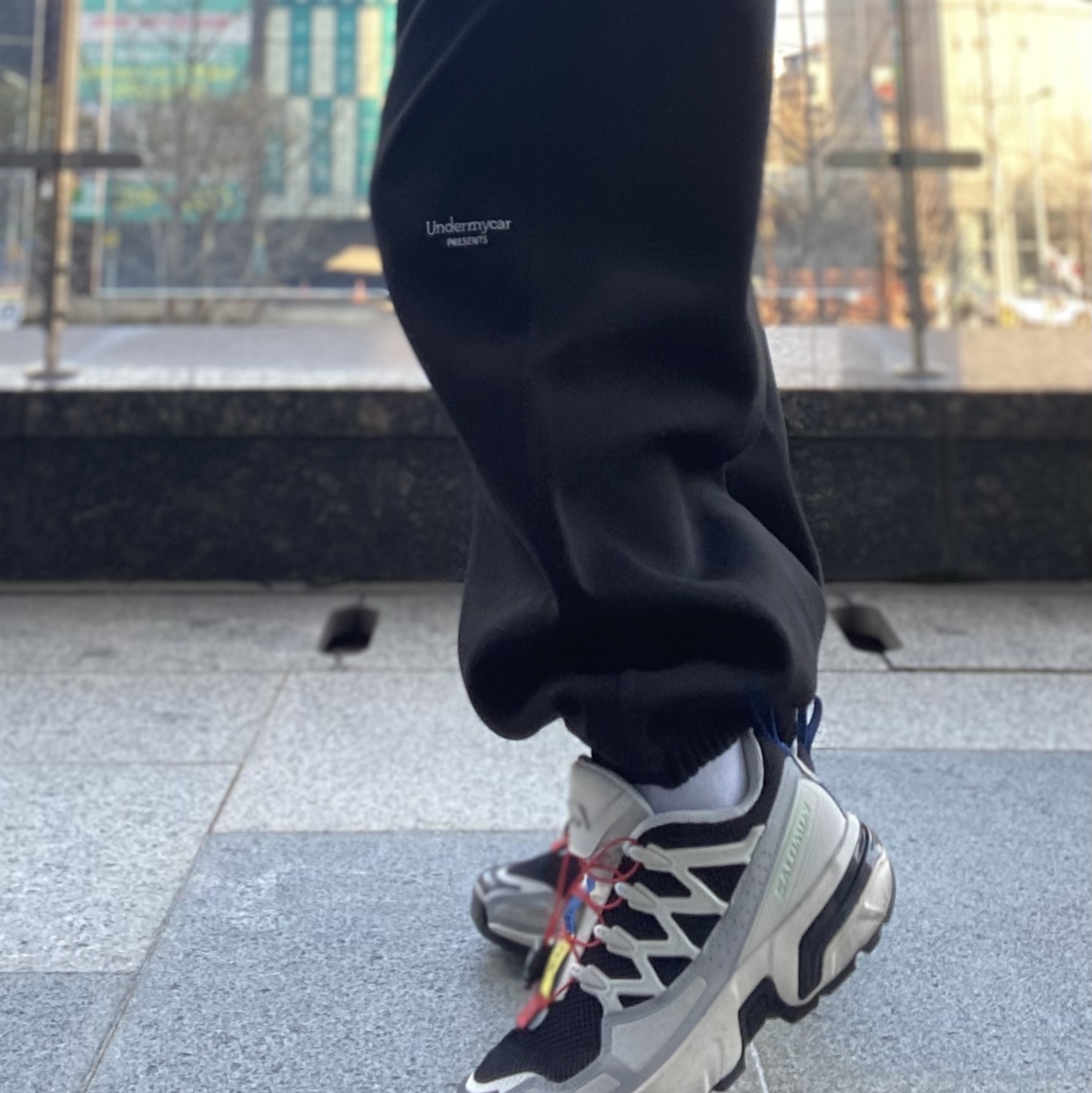 Undermycar Mu.03 Anti Fxxking Logo Play Oversized Sweat Jogger Black, Salomon ACS +OG Black Lunar Rock Alloy 착용 스타일 - 1