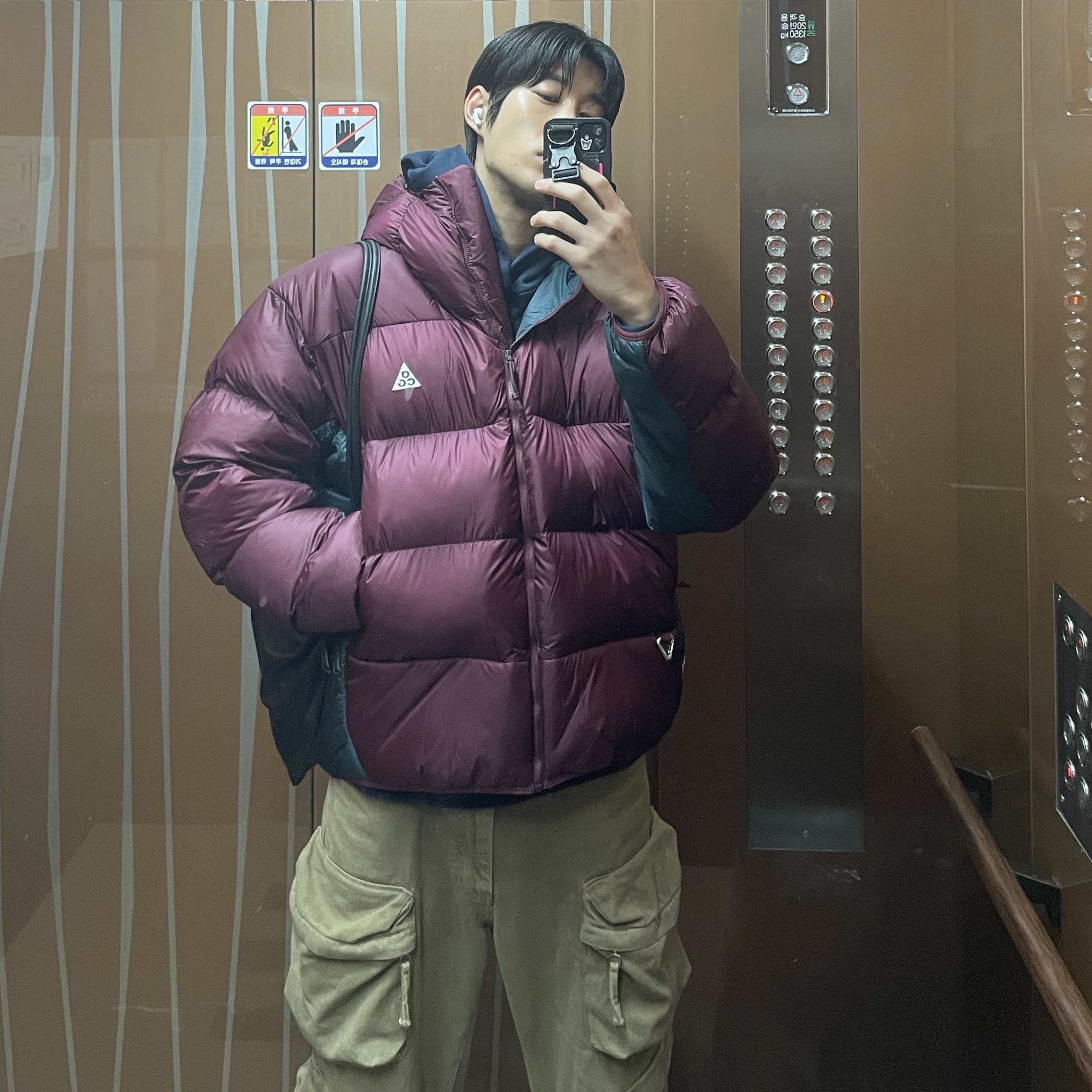 Nike ACG Therma-Fit ADV Lunar Lake Puffer Jacket Night Maroon - Asia 착용 스타일