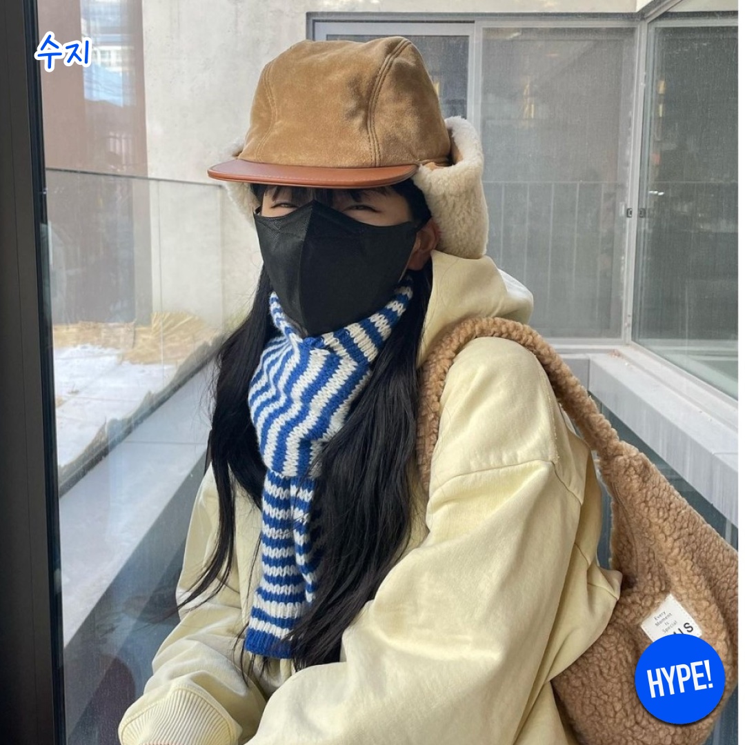 Open Yy Faux Fur Corduroy Earflap Cap Khaki, Open Yy Faux Fur Earflap Cap Black 착용 스타일 - 4
