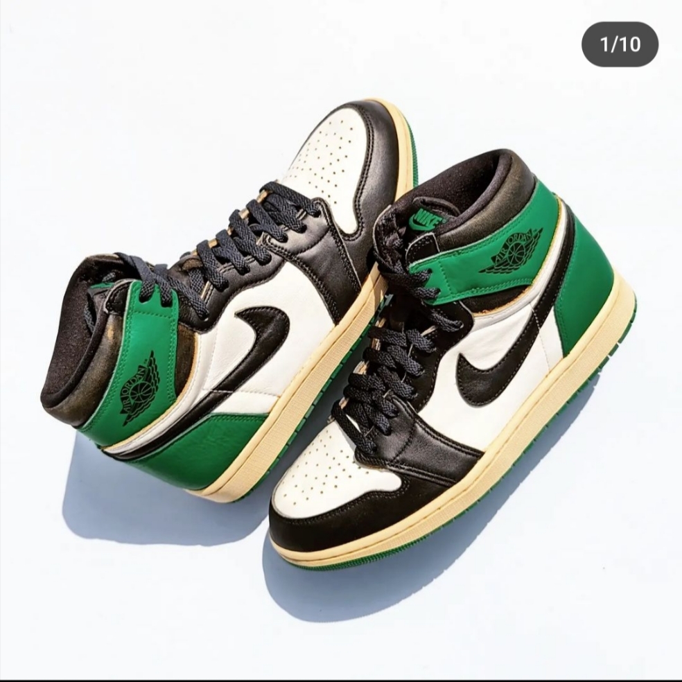 Jordan 1 Retro High OG Black and Lucky Green 착용 스타일 - 1