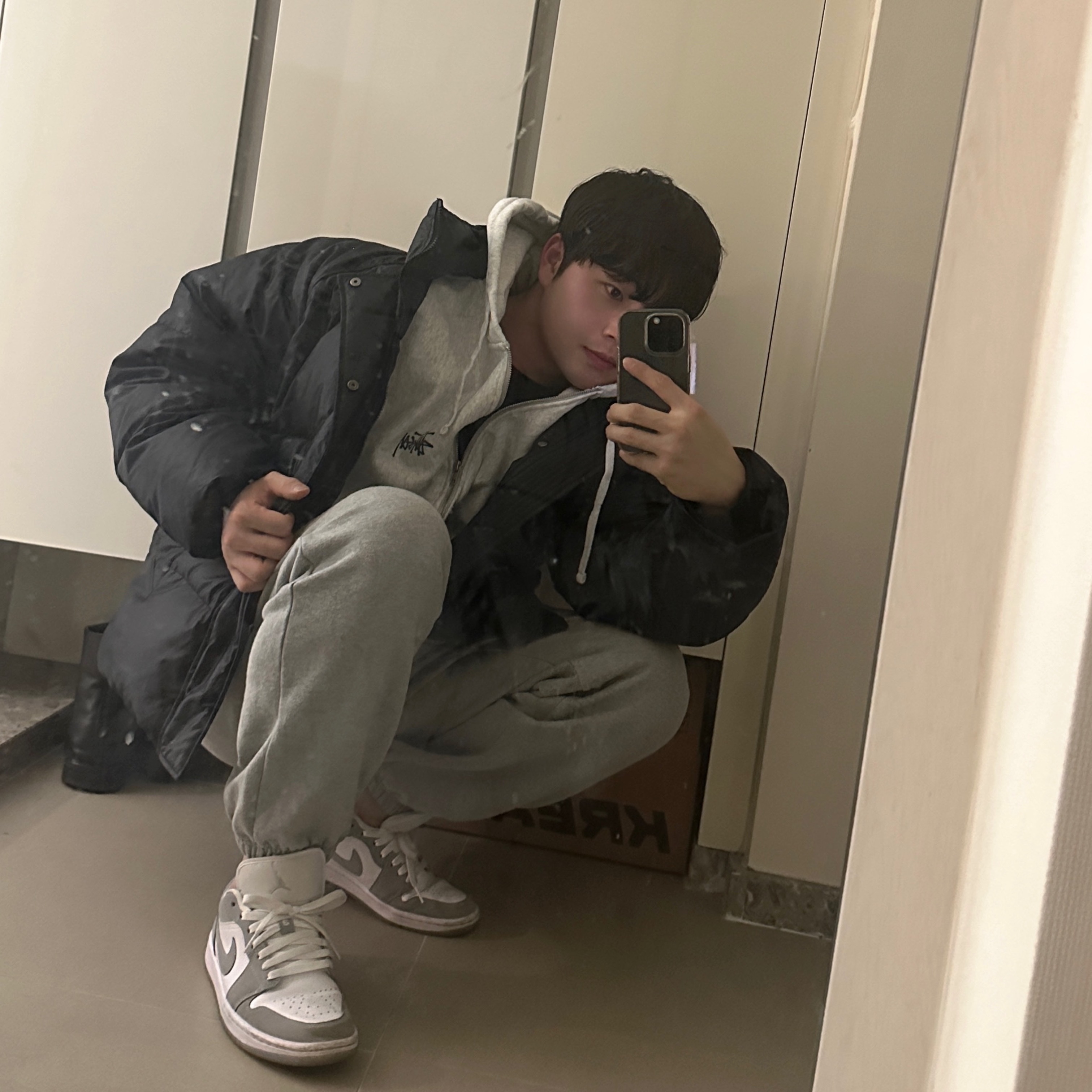 (W) Jordan 1 Low White Wolf Grey, Stussy Basic Stussy Zip Hoodie Ash Heather 2022 착용 스타일 - 2