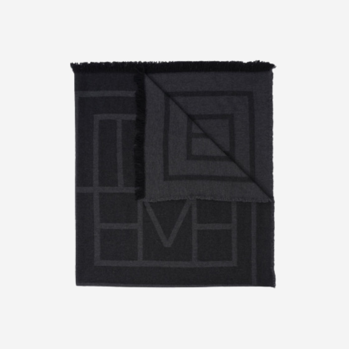 Toteme Monogram Wool Cashmere Scarf Dark Grey Monogram 상세 이미지 2