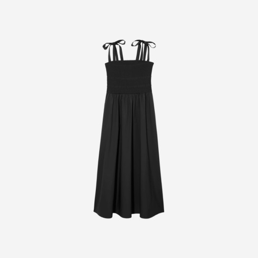 (W) 코스 슬림핏 쉬링크 플리티드 캐미솔 드레스 블랙