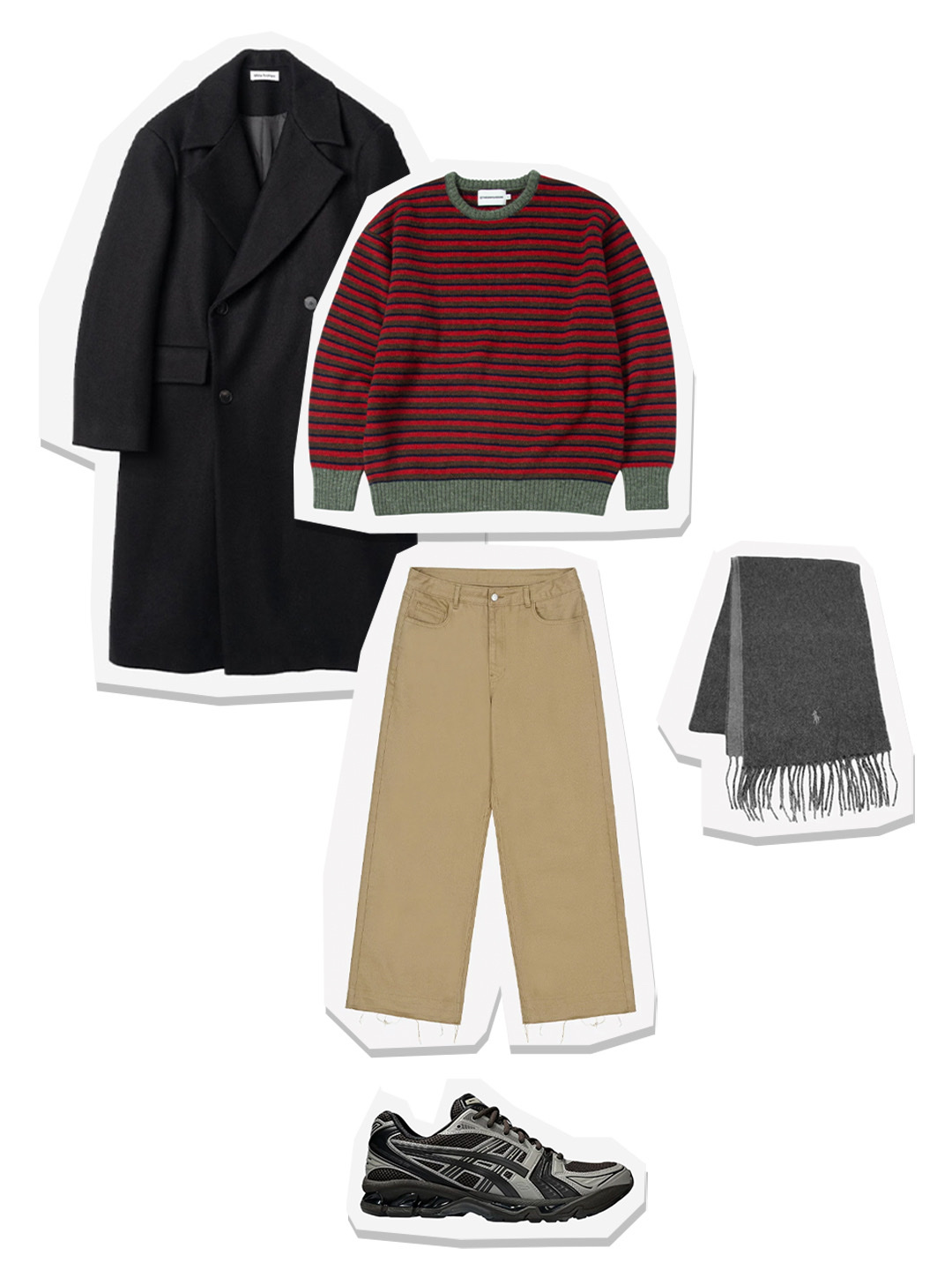 Millo Archive Double Coat Black, Thevinylhouse Mohair Multi Striped Sweater Red 착용 스타일 - 1