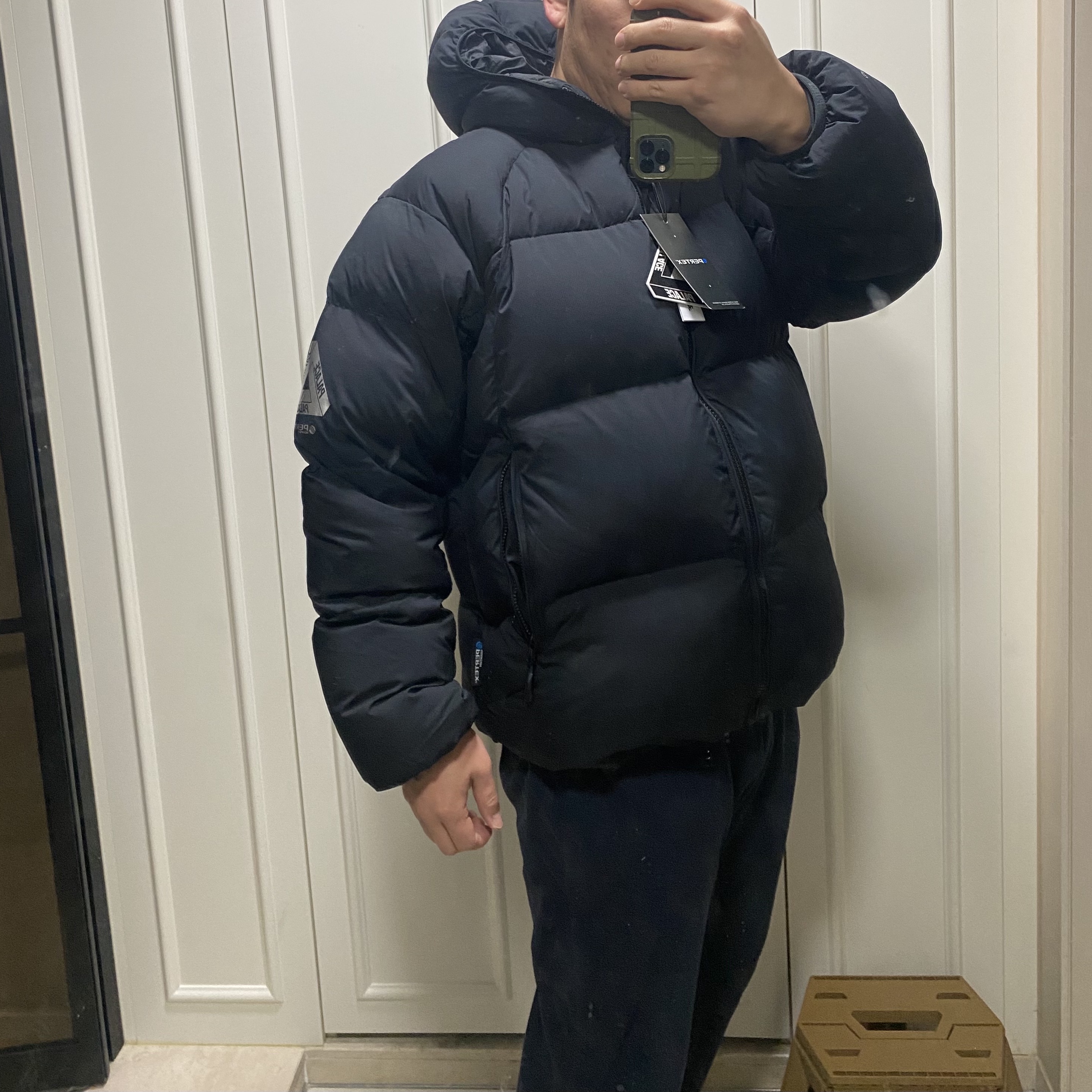 Palace Pertex Matte Balaclava Puffa Black - 23FW 착용 스타일 - 2