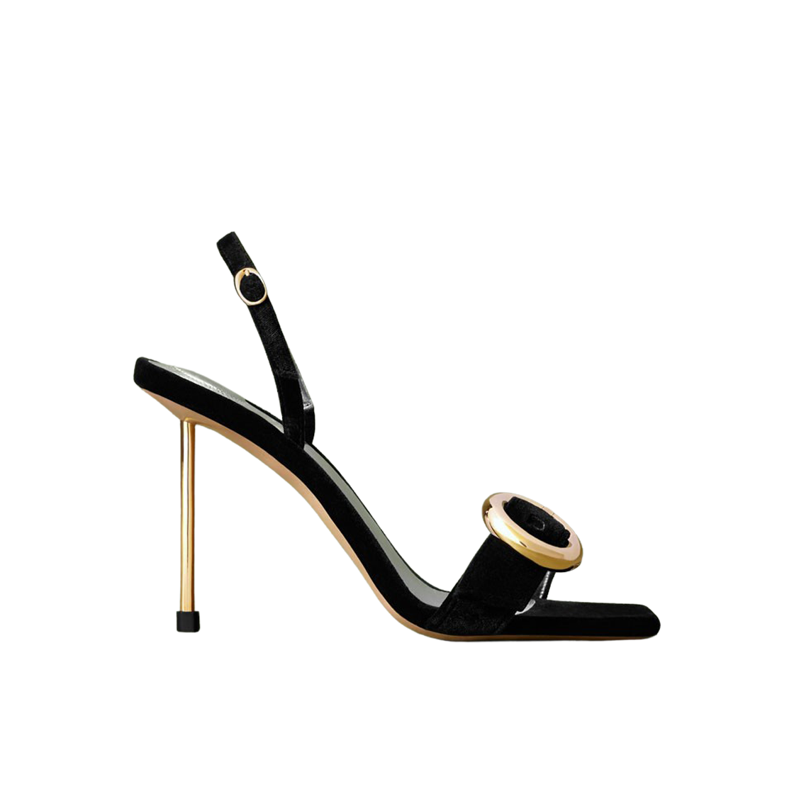 (W) 자크뮈스 레 샌들 레갈로 오 라운드 스퀘어 슬링백 블랙((W) Jacquemus Les Sandales Regalo Hautes Round Square Sling Backs Black)