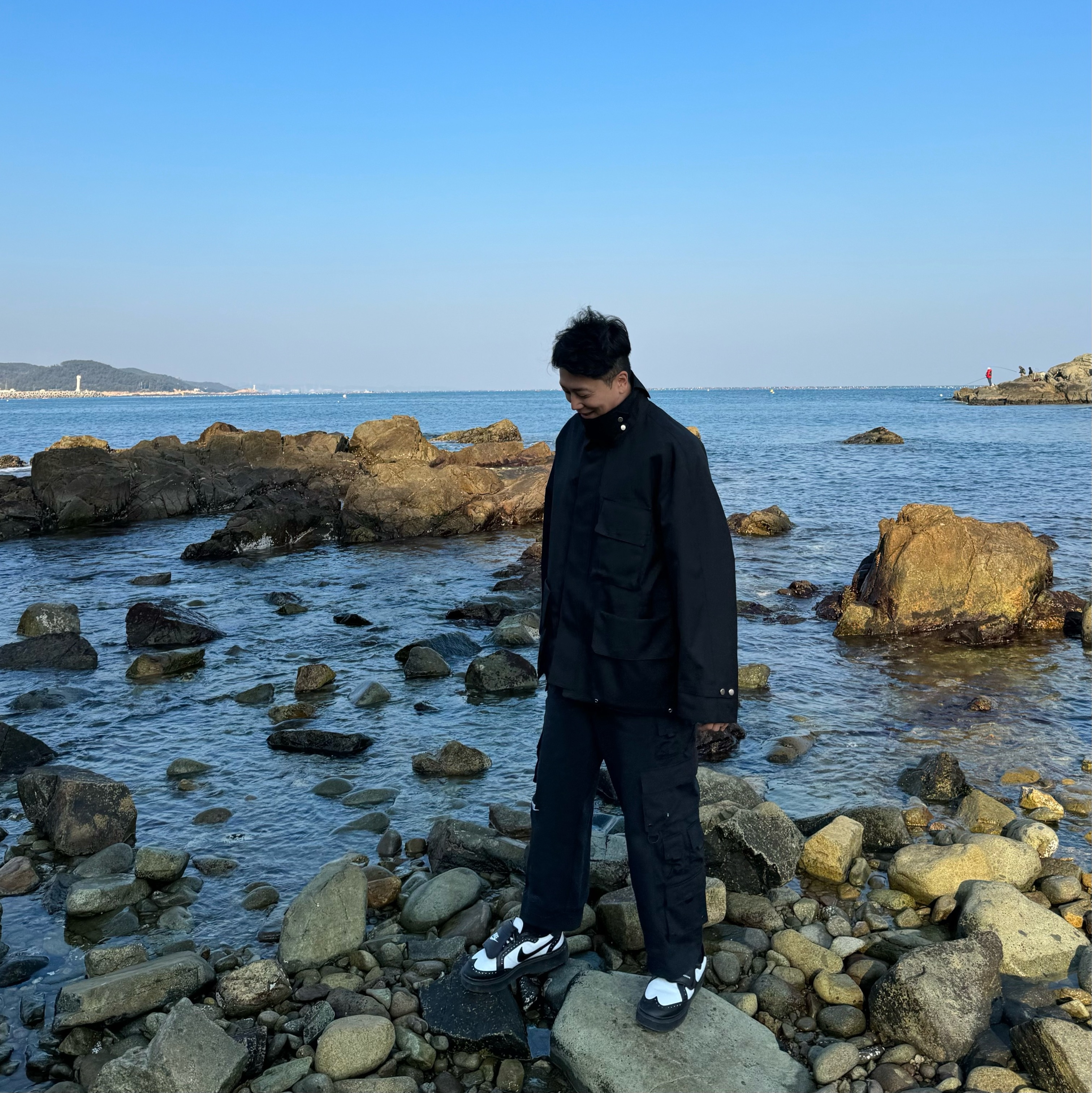 Nike x Peaceminusone Kwondo1 Black and White, Nike x Peaceminusone Wide Pants Black (DR0096-010) 착용 스타일 - 2