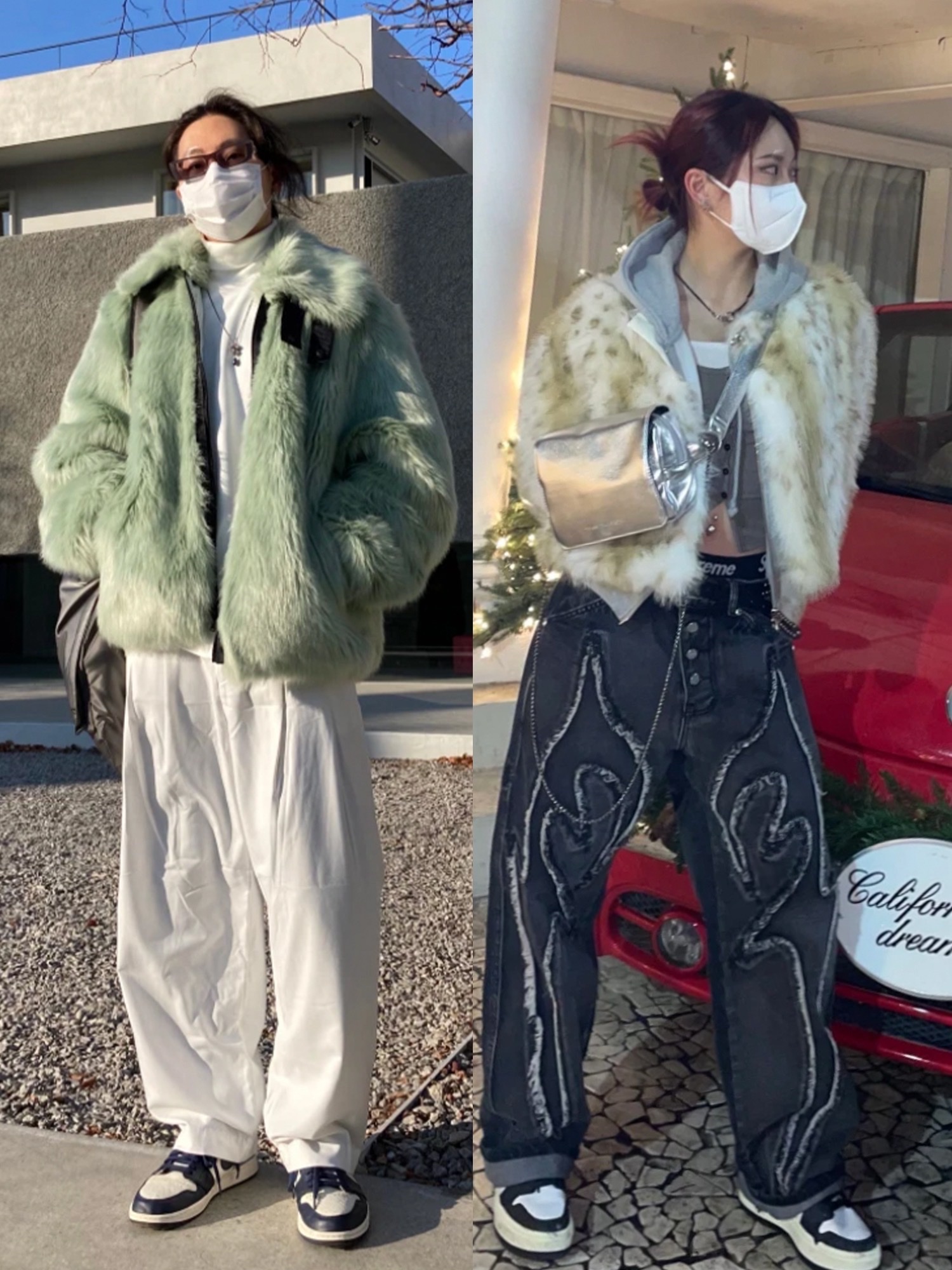 Charles & Keith Petra Curve Shoulder Bag Black, Crocs Classic Fur Sure Clog Black Multi 착용 스타일 - 3