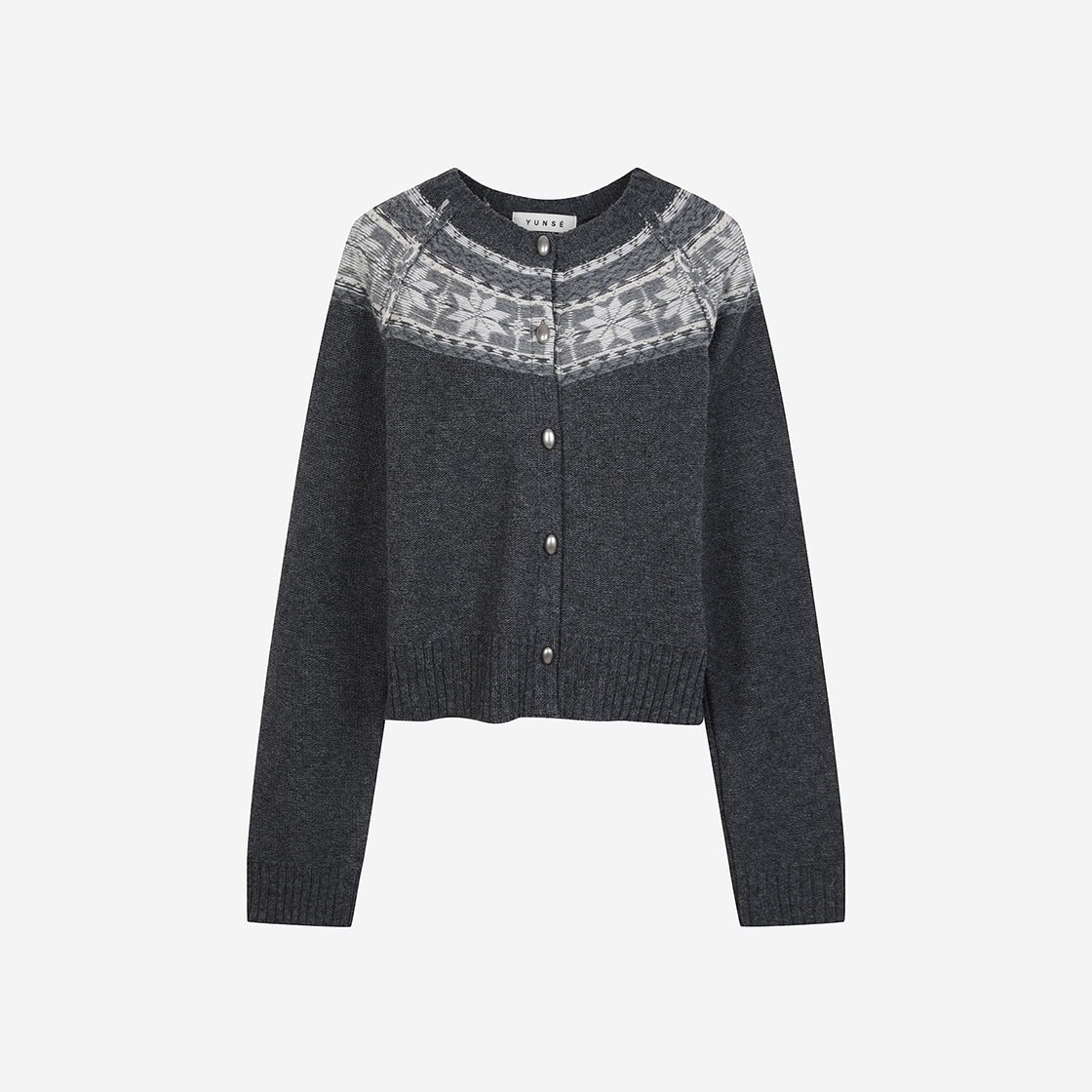 윤세 우먼 노르딕 가디건 차콜(Yunse Women Nordic Cardigan Charcoal) - 1