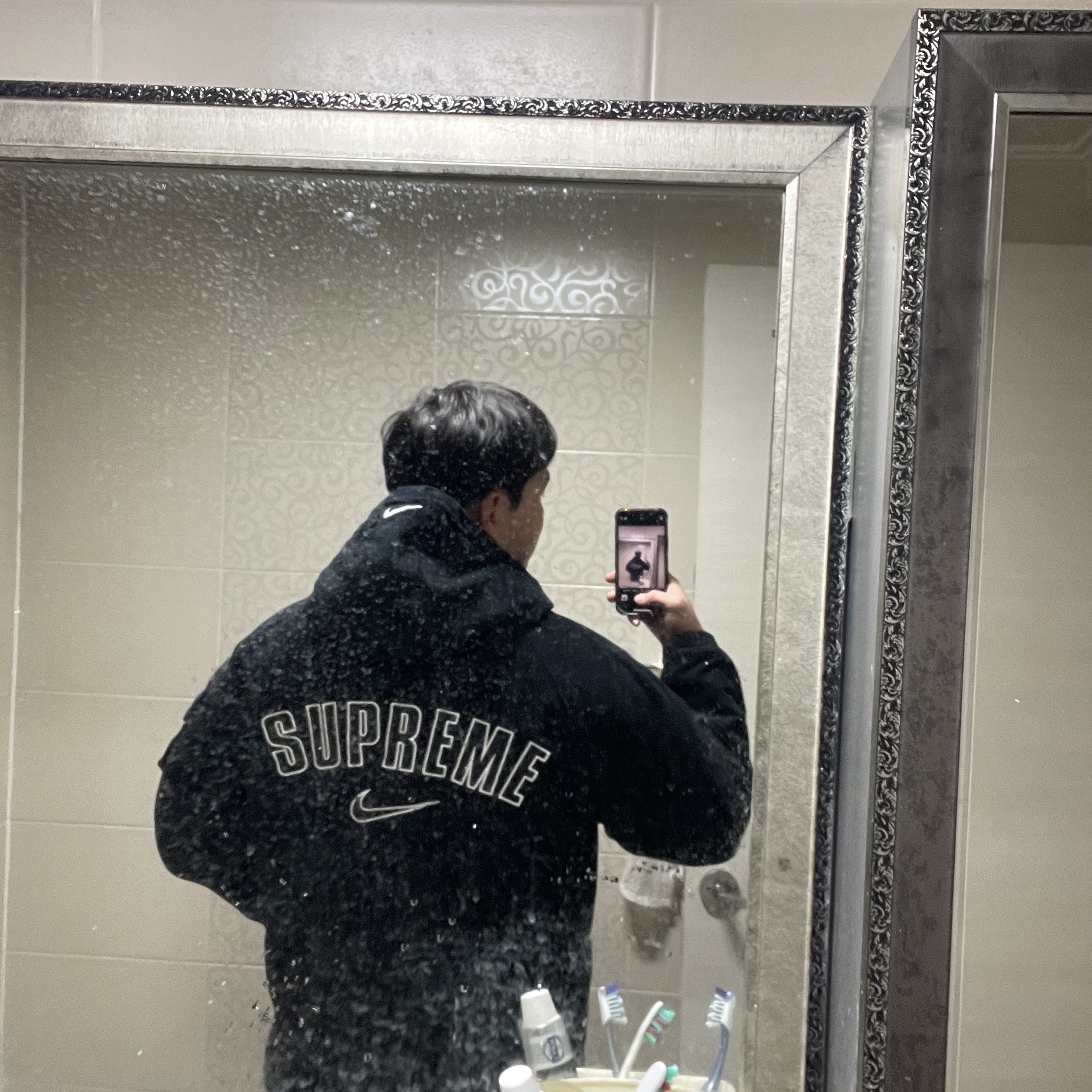Supreme x Nike Arc Corduroy Hooded Jacket Black - 22SS 착용 스타일