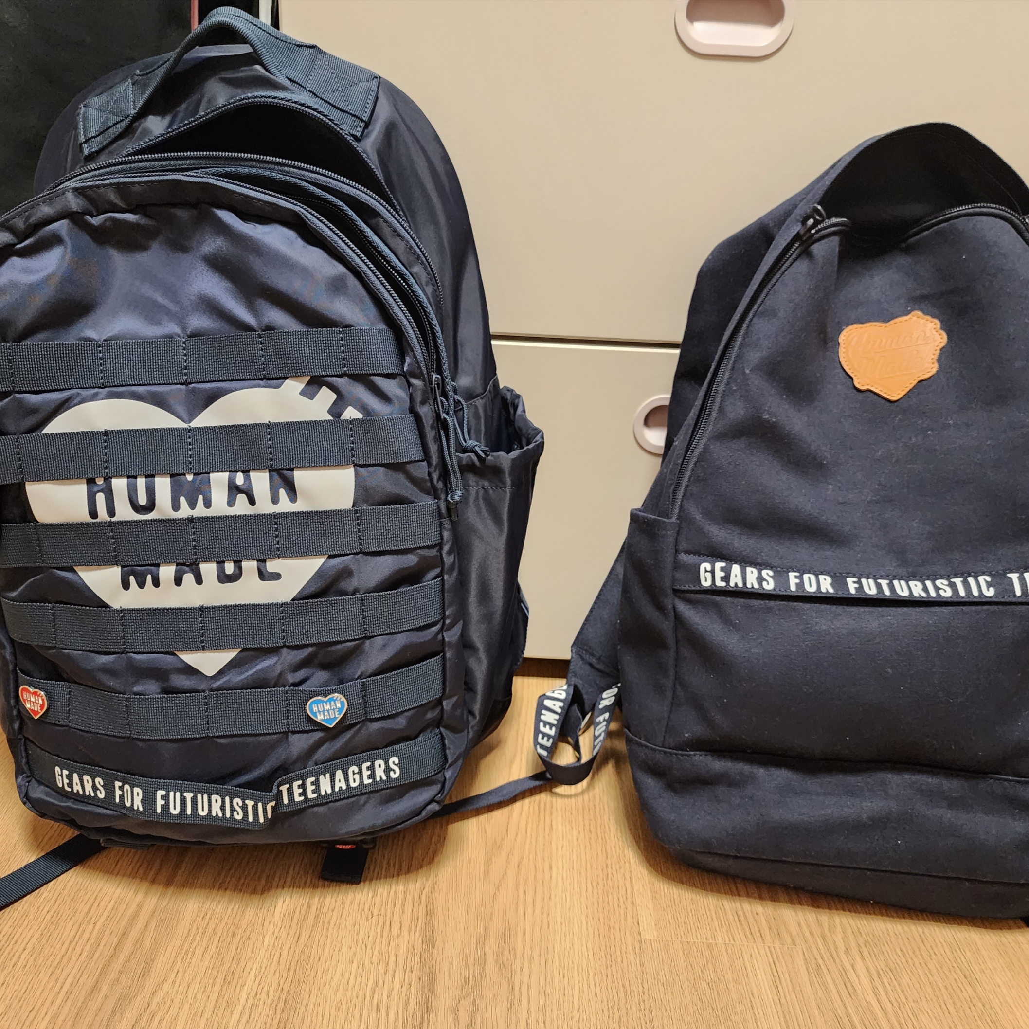 Human Made Cotton Canvas Backpack Navy, Human Made Military Backpack Navy 착용 스타일