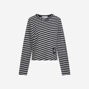 Yunse Women Hatch Stripe T-Shirt Grey