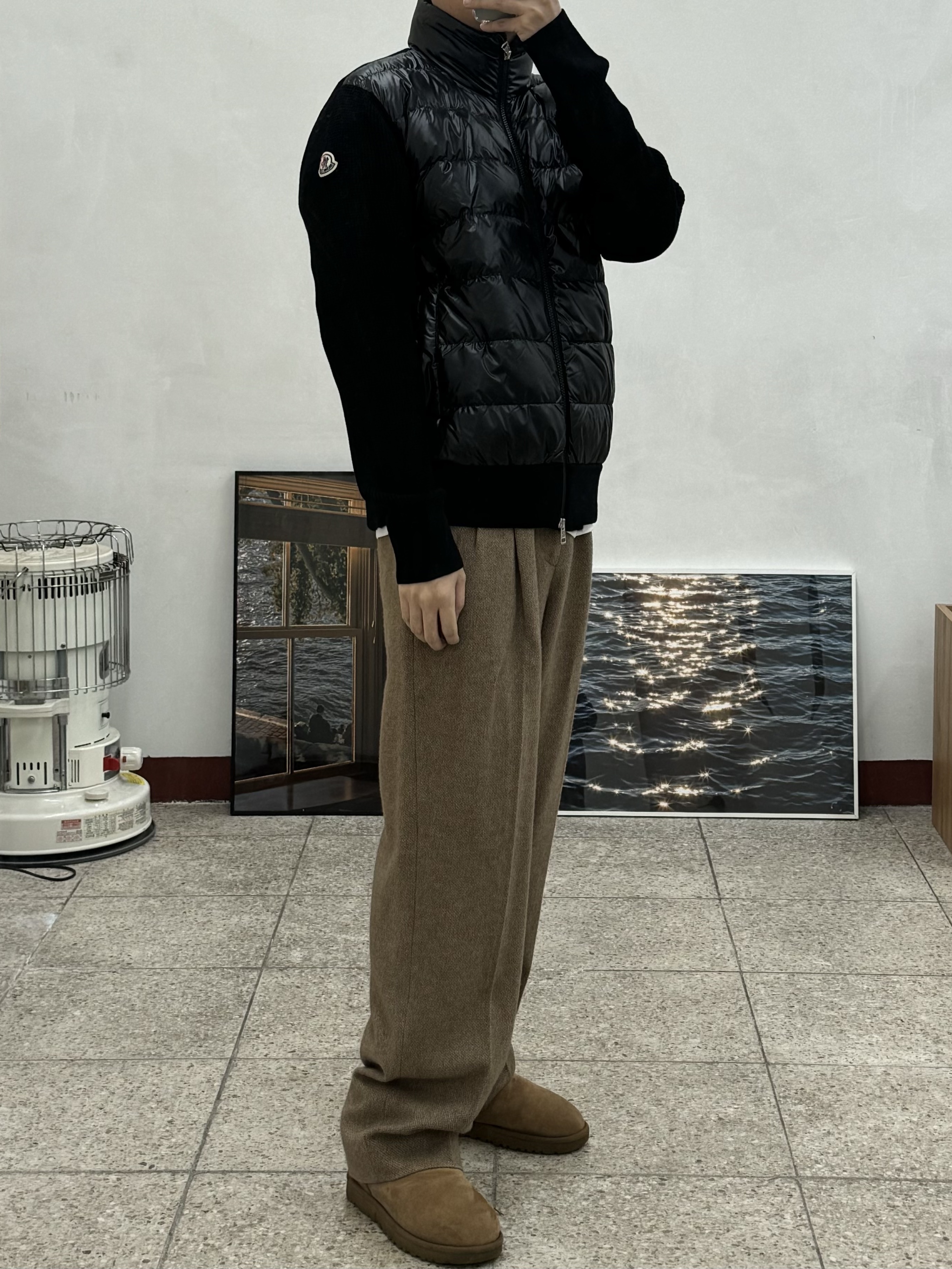 Moncler Padded Wool Cardigan Black - 23FW 착용 스타일
