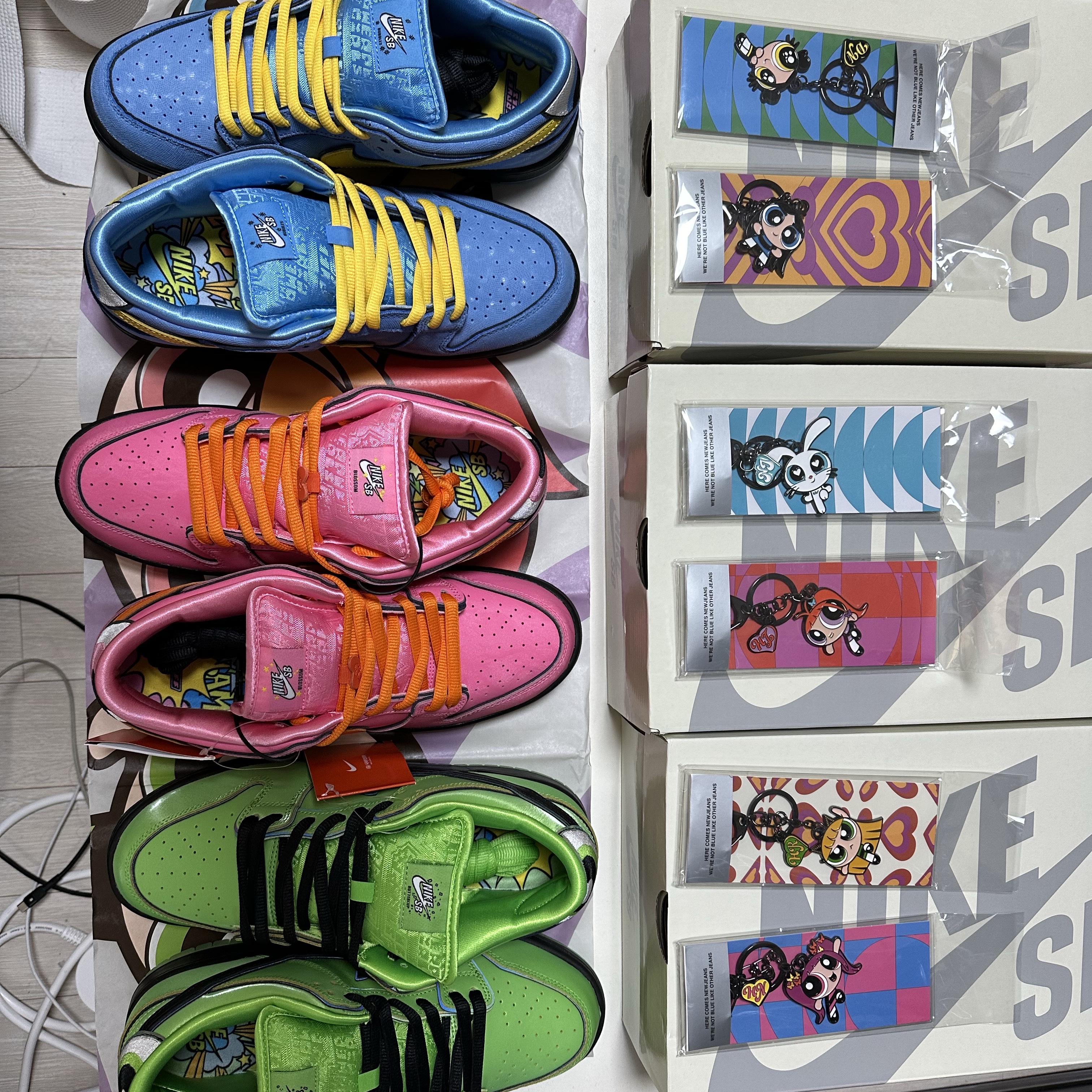 Nike x The Powerpuff Girls SB Dunk Low Pro QS Blossom, Nike x The Powerpuff Girls SB Dunk Low Pro QS Bubbles 착용 스타일 - 1