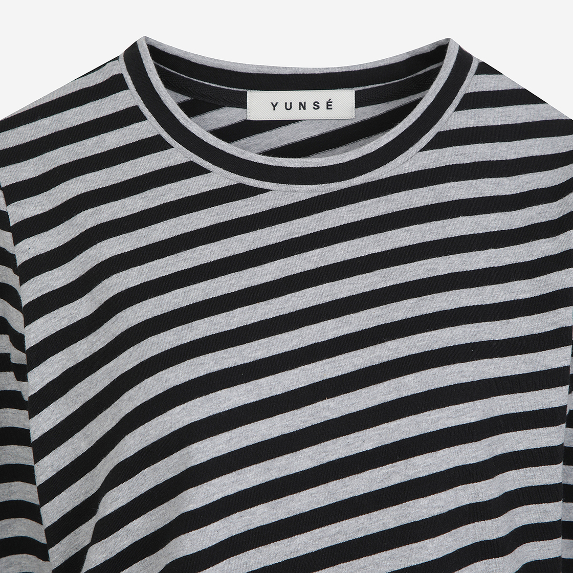 윤세 우먼 해치 스트라이프 티셔츠 그레이(Yunse Women Hatch Stripe T-Shirt Grey) - 3
