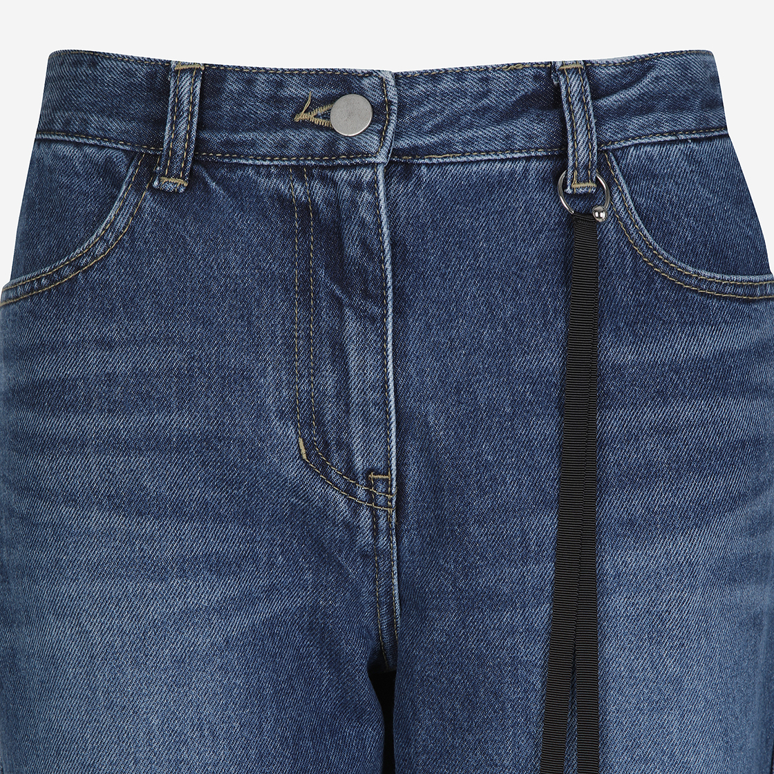 윤세 우먼 피어스드 커브드 데님 블루(Yunse Women Pierced Curved Denim Blue) - 3